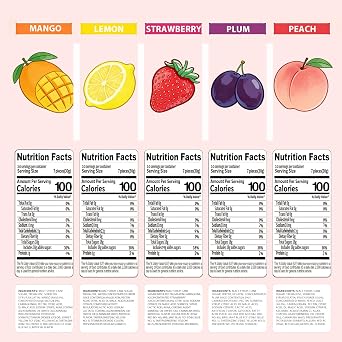 Peelable Gummy Candy 10 Fruit-shaped Flavors, Orange, Grape, Passion Fruit, Pineapple, Strawberry, Plum, Mango, Peach, Lemon, Lychee, 28.3 oz Box with 20 Bags Individually Wrapped Chewy Sweet Snack