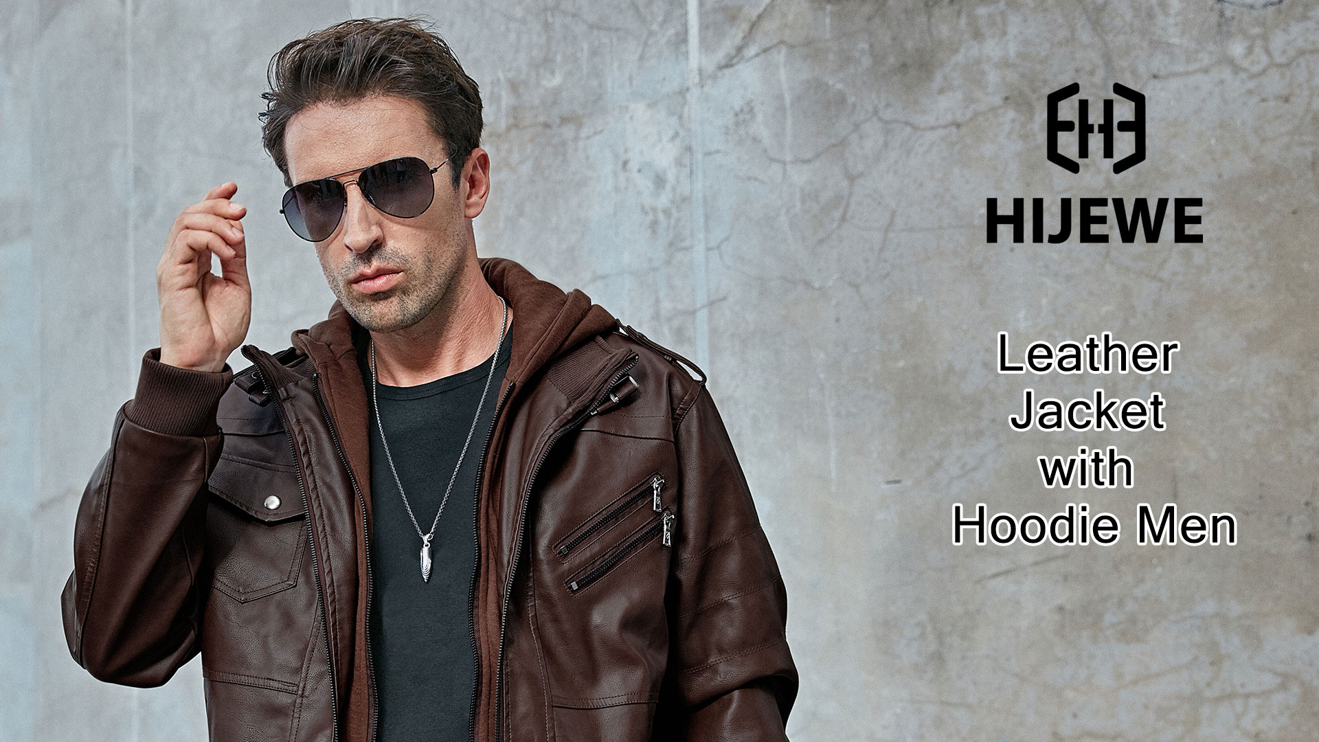 HIJEWE Men's Faux Leather Jacket Bomber PU Vintage Casual