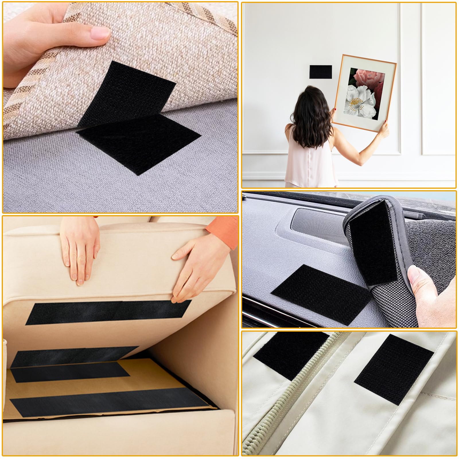 Cinta adhesiva de velcro de 20 pies x 4 pulgadas con parte trasera adhesiva de fuerte viscosidad para telas, cinta autoadhesiva de nailon para el hogar, oficina, escuela y manualidades, 2 rollos