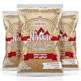 De Mi Pais Couscous Marmahon - Handmade, Whole Wheat, High in Fiber, Good Source of Energy, Middle Eastern Pantry Essential, Couscous Pearls, 14 Oz,3-Pack