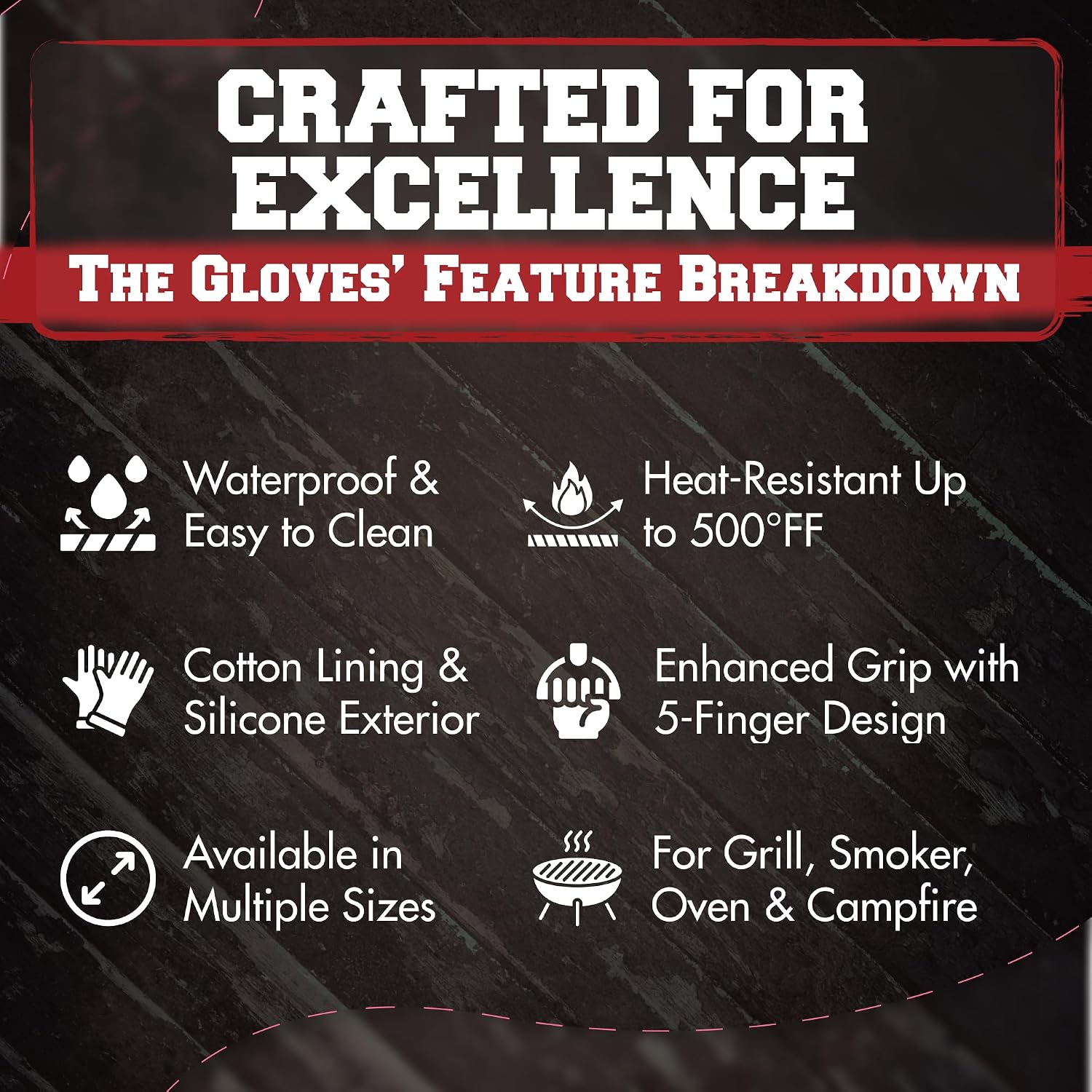 KITCHEN PERFECTION Smoker BBQ Grill Gloves - Heat Resistant Oven Mitts image 5