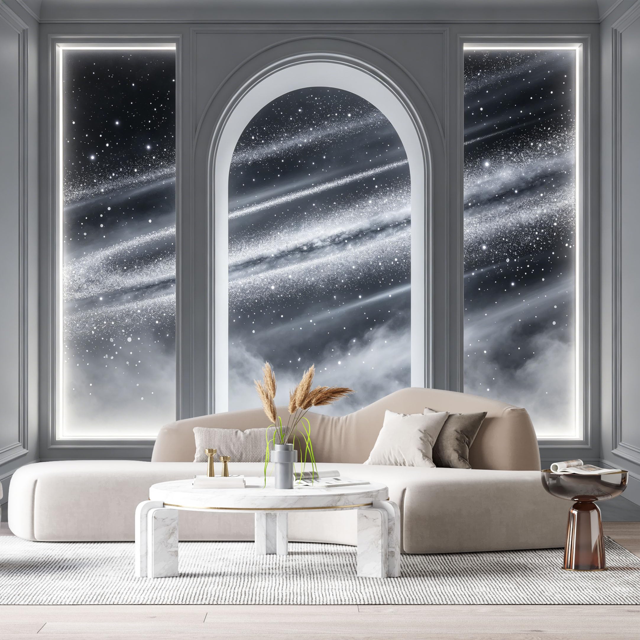Custom Size Wall Murals Minimalist Futuristic Nebula Stars 3D Trompe L'Oeil SelfAdhesiveWall Fabric Removable Wallpaper Wall Decor for Living Room Bedroom Bathroom