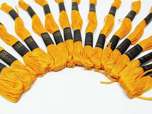 Miniatura 4 de 25 piezas de hilo de algodón amarillo costura madeja bordado cruz costura