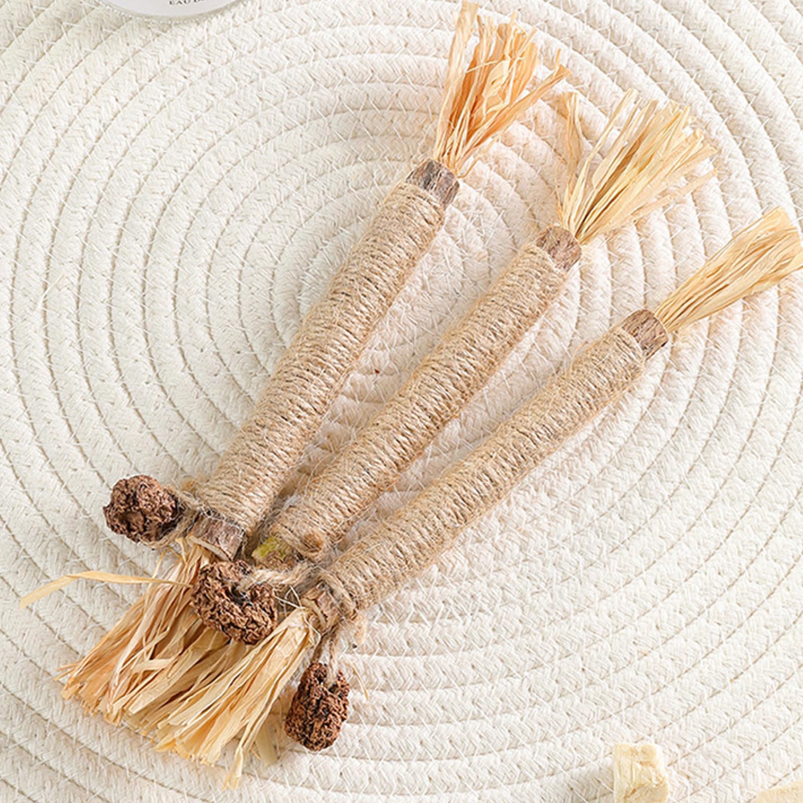 4 Piezas Masticar Palos Gato,Palitos de Hierba Gatera,Palitos para Masticar Gato Juguete,Cuidado Dental,para Limpia los Dientes Juguetes del Catnip