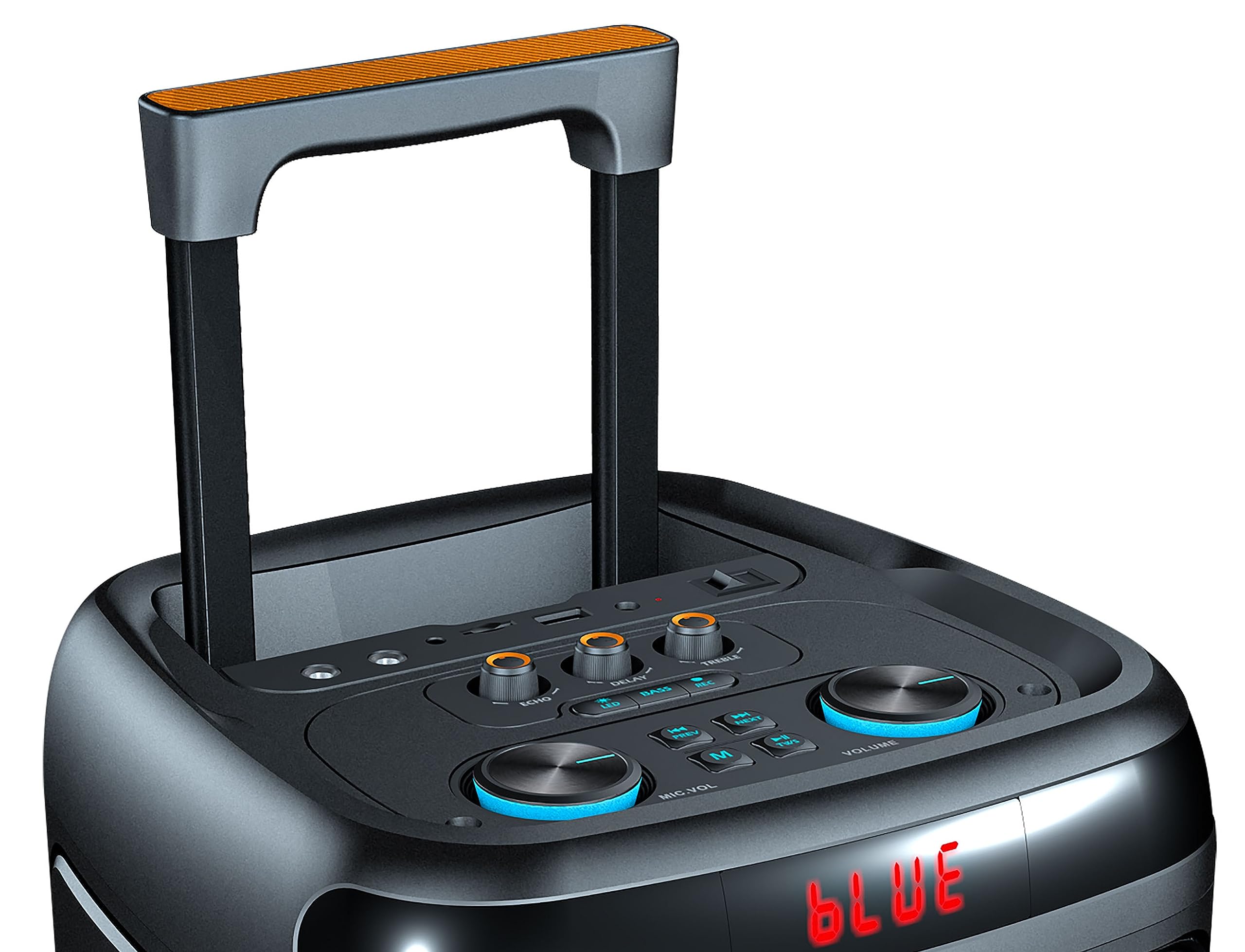 Majestic FLAME T88 – Party speaker Bluetooth a trolley, Luci LED, ingressi USB/MICRO SD/AUX/MIC, Telecomando e Microfono, TWS, Batteria ricaricabile, Maniglia e ruote per il trasporto