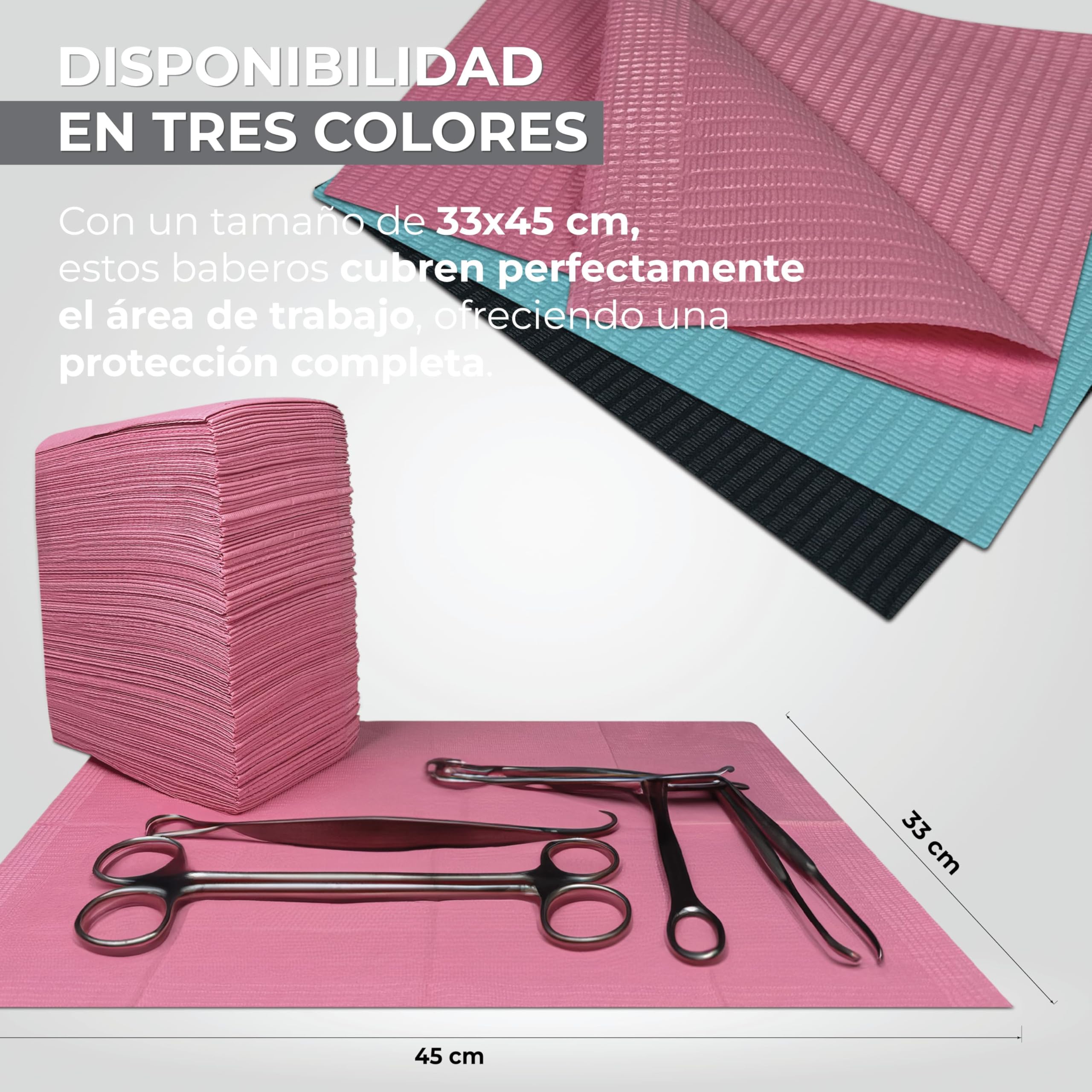 Baberos Desechables Impermeables 45x33 cm para Dentistas y Tatuadores
