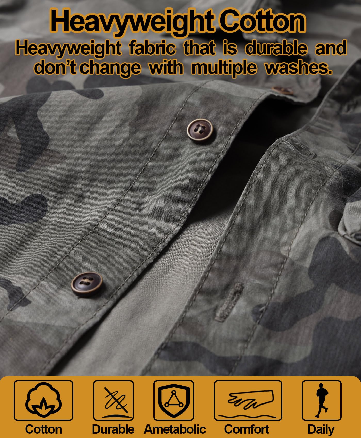 Harbrosrce Vintage Camisa Manga Larga para Hombre Informales Grueso Algodón Camuflaje Shirt Chaqueta Militar Camisa Casual de Trabajador con Botónes Top con Bolsillo