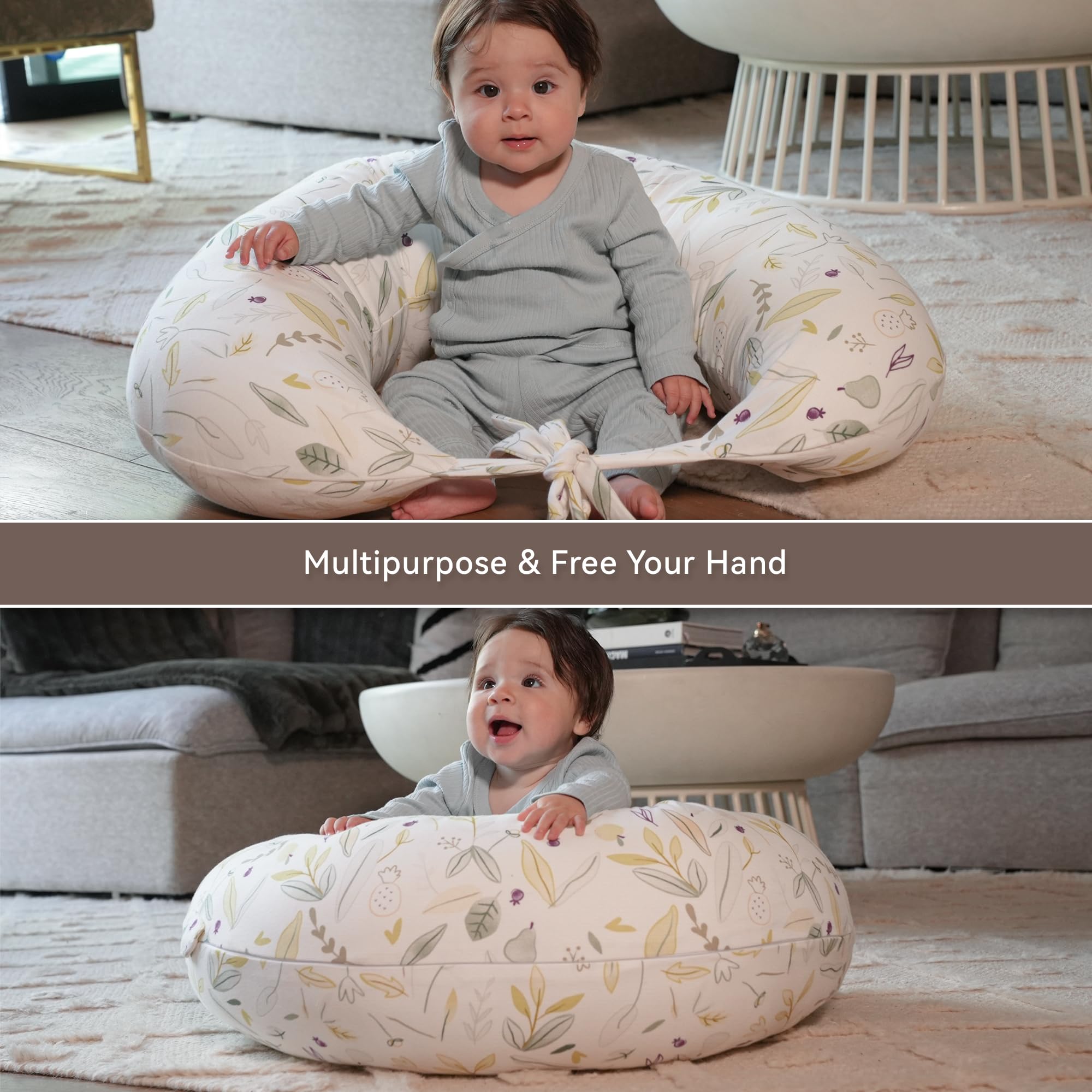 DancesCat Cuscino Gravidanza Sfoderabile, Cuscino Allattamento con Federa 100% Cotone, Babycare Cuscino Gravidanza e Allattamento Neonato Multifunzionale, Cuscino per Gravidanza per Dormire