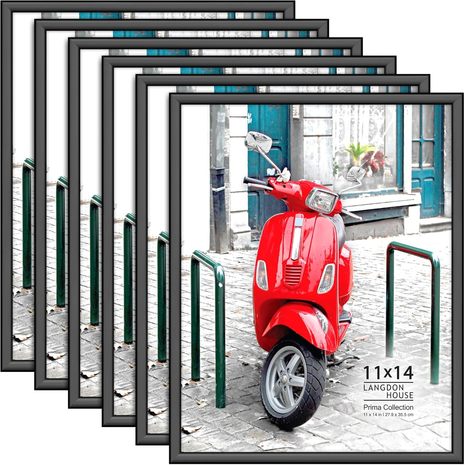 Cadres photo anti-rayures de 28,9 x 35,6 cm, lot de 6 encadrements muraux noirs