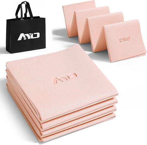 Miniatura 10 de AYO - Tapete de yoga, plegable, de 0.2 pulgadas (0.236 in) de grosor, tapete de entrenamiento, ancho, ligero, popular, cómodo de llevar, incluye