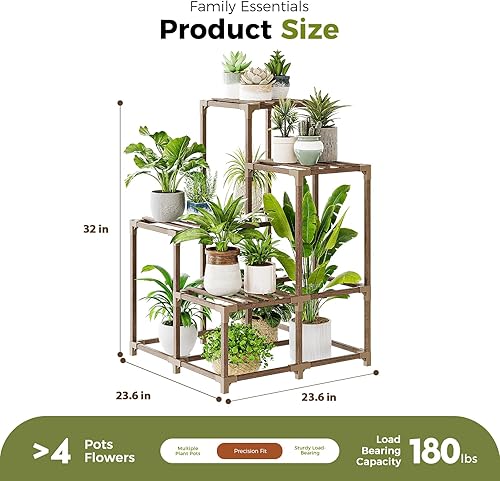 Miniatura 61 de Bamworld - Soporte grande de maderas para plantas de exterior, macetero grande para sala de estar, patio, balcón y jardín