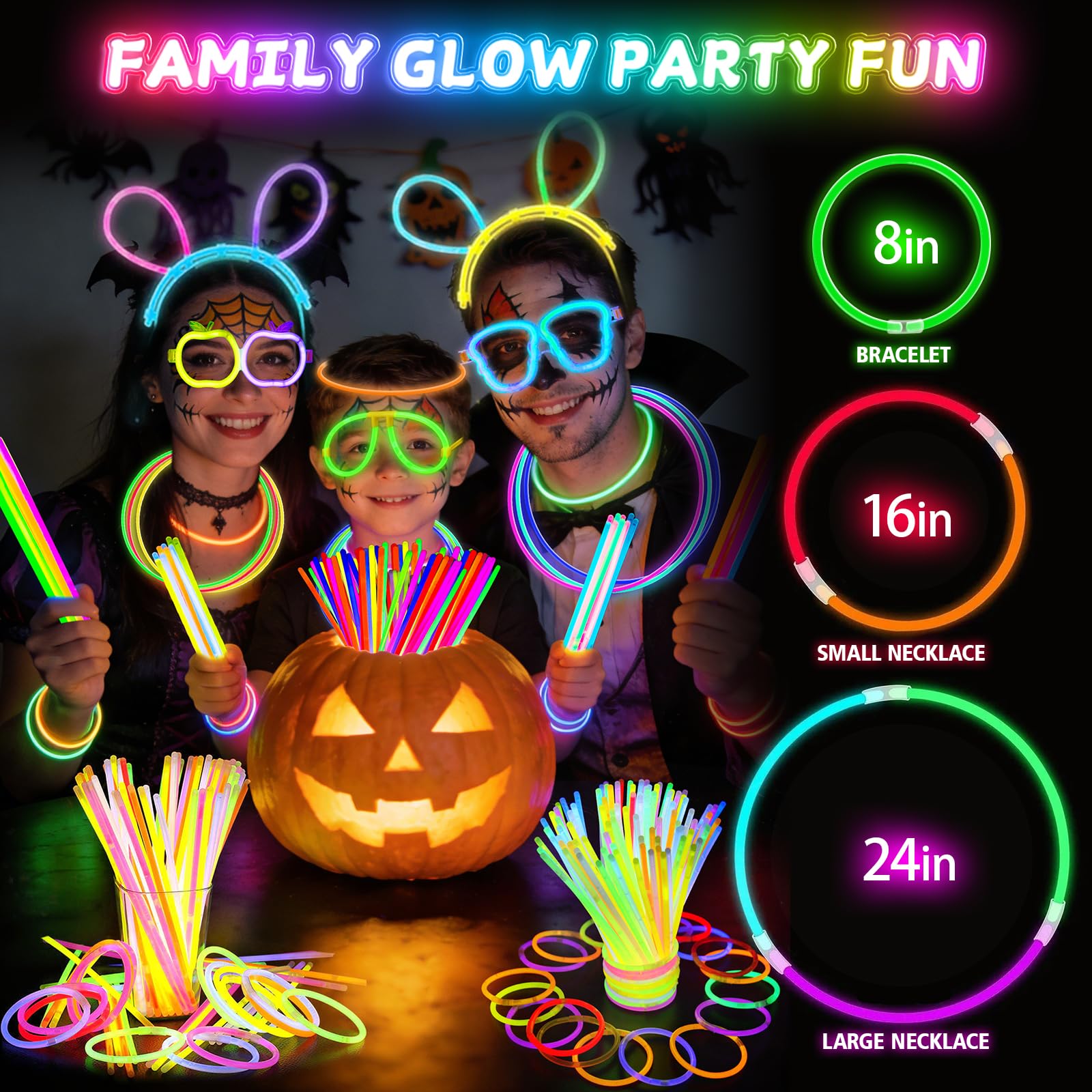 SHQDD Confezione da 500 bastoncini luminosi al neon da 20,3 cm, per fai da te, con connettori, braccialetti e collane, forniture per feste per bambini, adulti, feste, Halloween e Capodanno