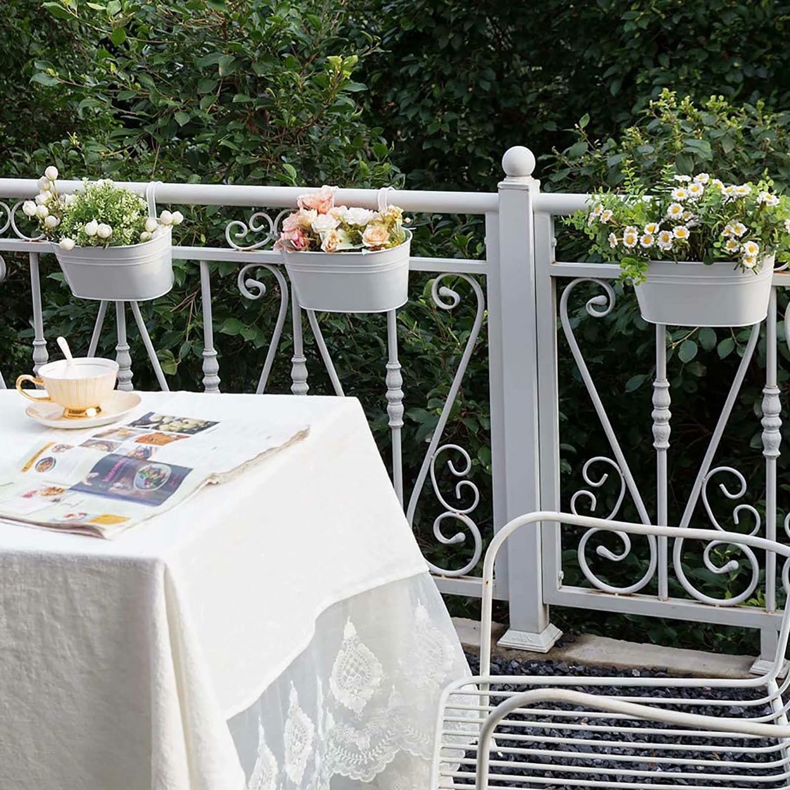 Macetas Exteriores 40cm Dahey - 4 Macetas Colgantes De Metal Para Barandilla  - 40x15.5x12.7 Cm - Ideales Para Balcón, Jardín O Ventana Decoracion Jardin, image size:1600x1600