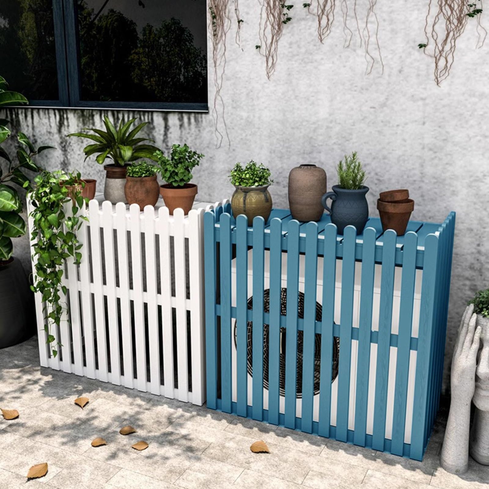 Paneles de valla de privacidad para exteriores, de madera, para aire acondicionado, decoración de jardín, cubierta de ventilación de aire acondicionado, pantalla decorativa para mayor privacidad y