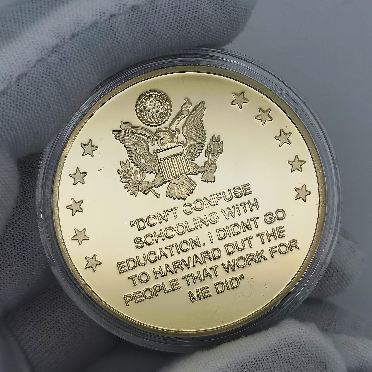 Elon Musk Challenge Coin Don't Confuse Schooling with Education, regalo da collezione (dorato)