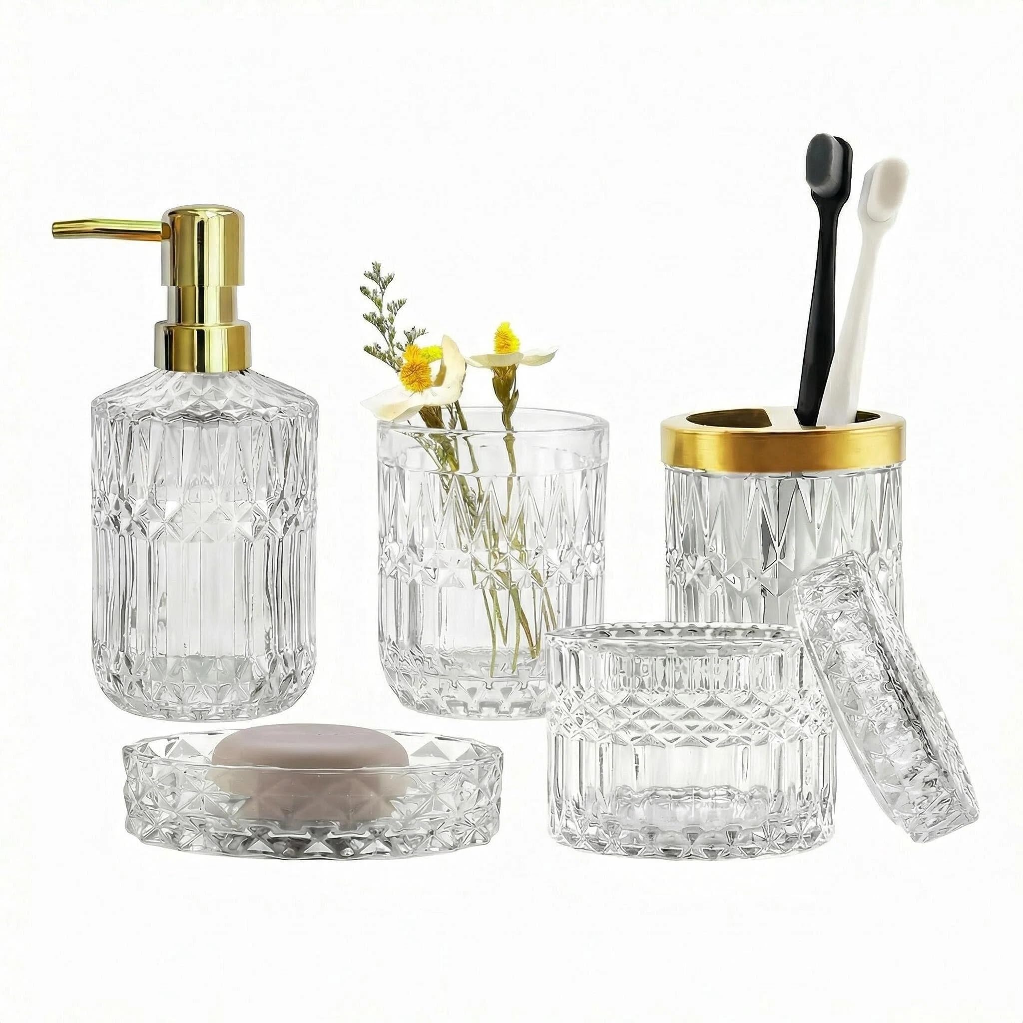 Amazon.com: LaMarriti Clear Bathroom Accessories Set, 5pcs Crystal