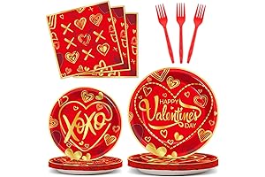 96 Pcs Valentine Paper Plates and Napkins