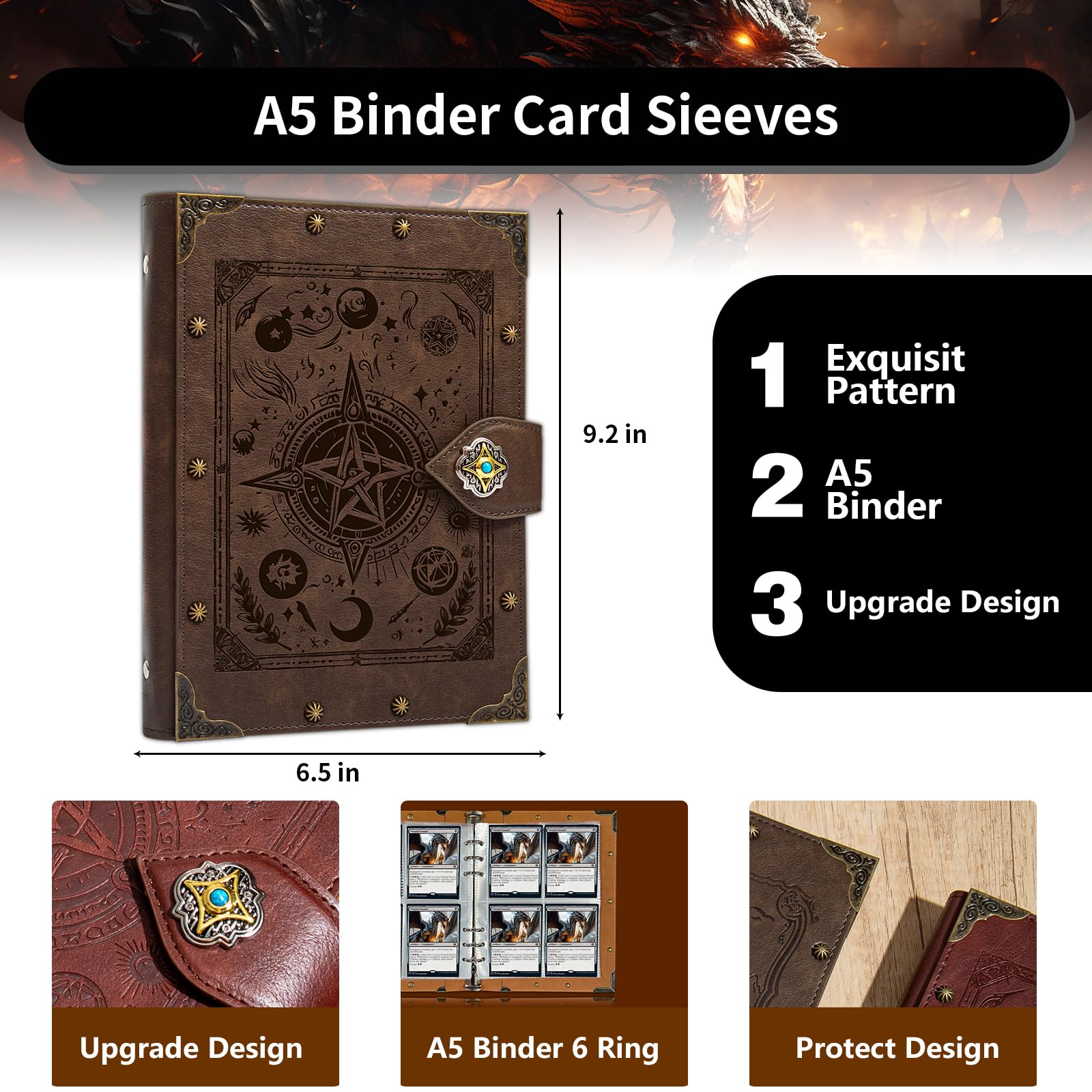 DUROTAN Classeur pour cartes à collectionner MTG/YGO/PTCG/cartes de jeu, peut contenir 240 cartes, album de cartes à collectionner de qualité supérieure pour cartes standard, jouets cadeaux pour