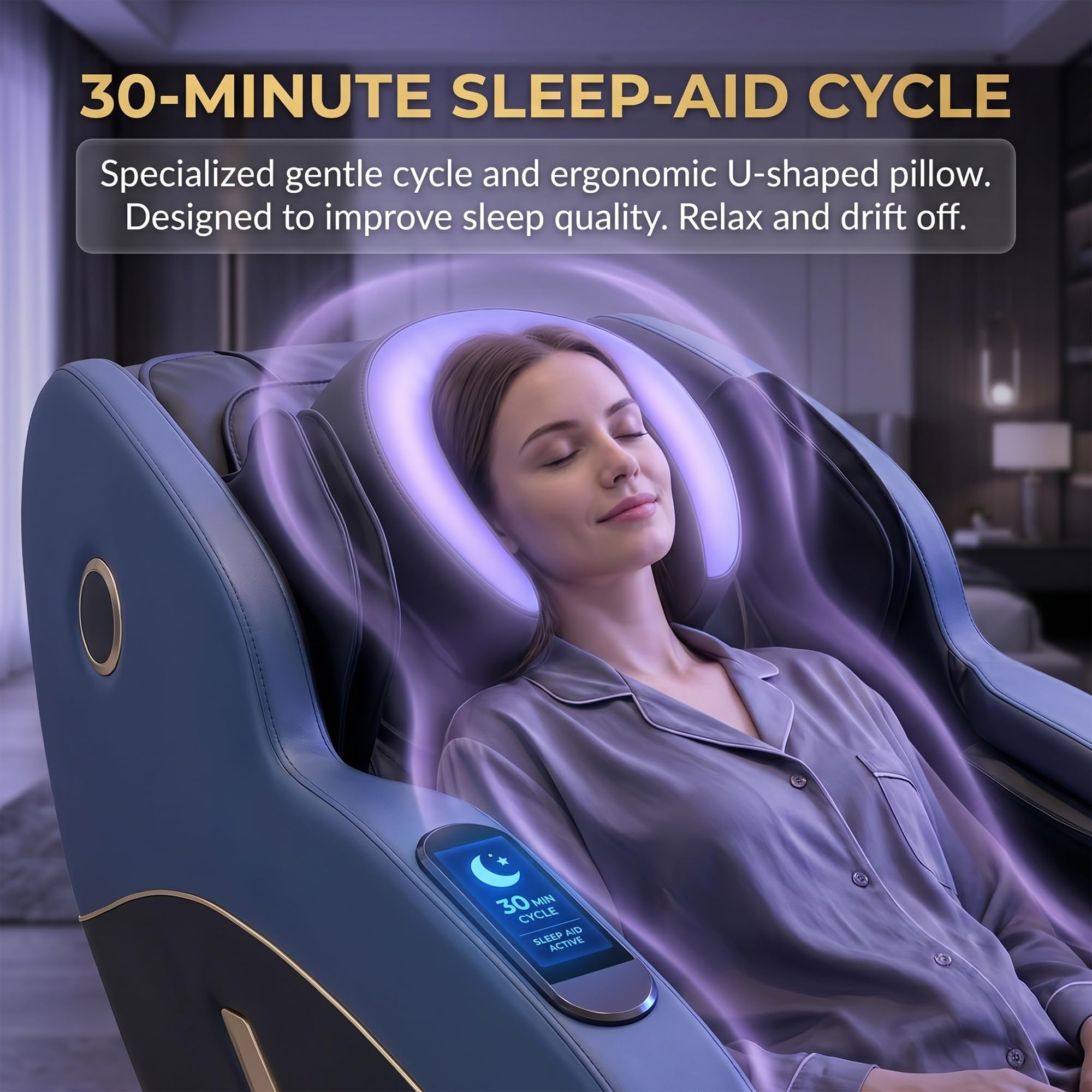 Sillón de Masaje 3D Profesional con Pantalla LCD, Gravedad Cero, Calor en Cintura y Piernas, 10 Programas y 6 Técnicas, Presoterapia con Airbags, Diseño Compacto sin Instalación