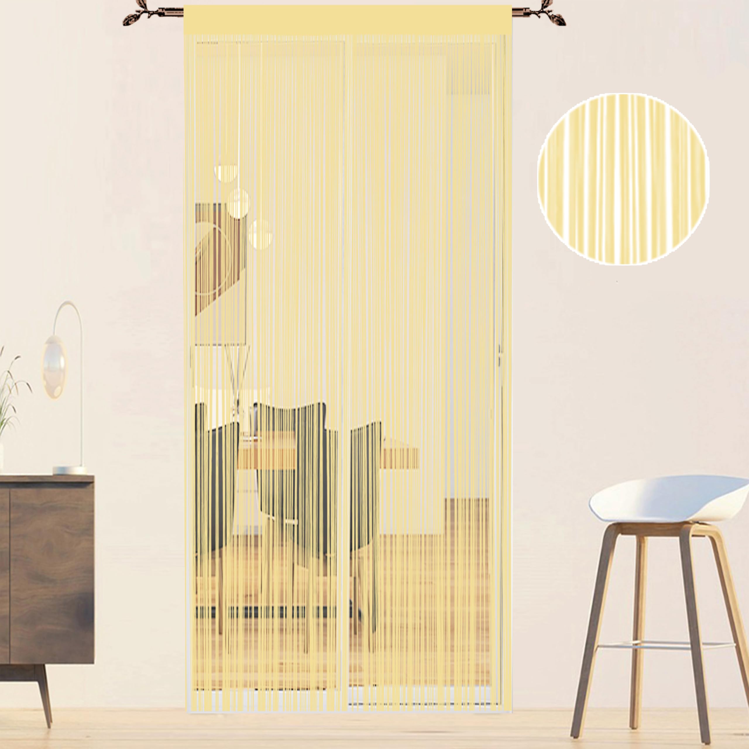 QiBoYuYe Fly Screen Curtains For Window String Flies Doors Decorations Room Dividers Doorways Panel Bedroom Living Closet Drapes (Beige - Image 2