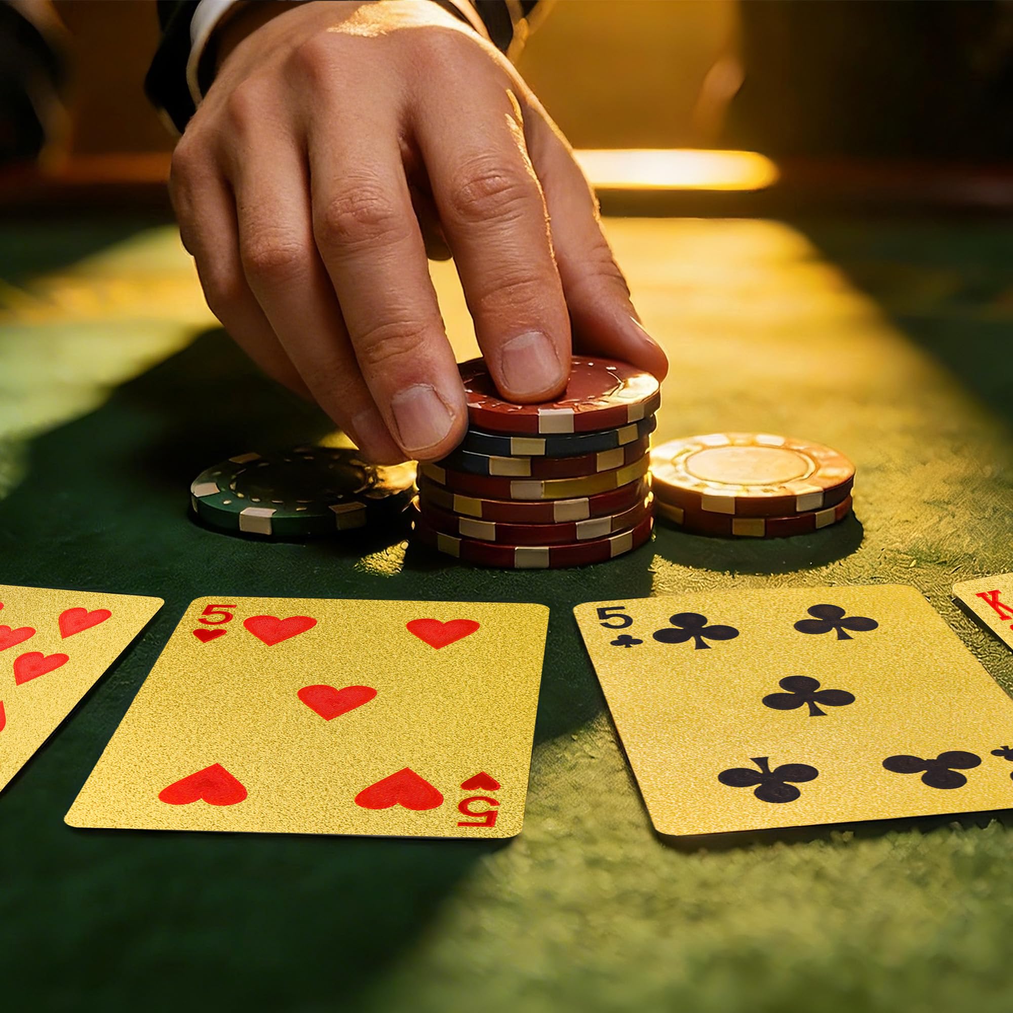 Cartas de juego doradas, cartas de plástico impermeables, 4 barajas de cartas, cartas de juego estándar para adultos, juego de cartas de póquer premium para juegos familiares, regalo nocturno, camping