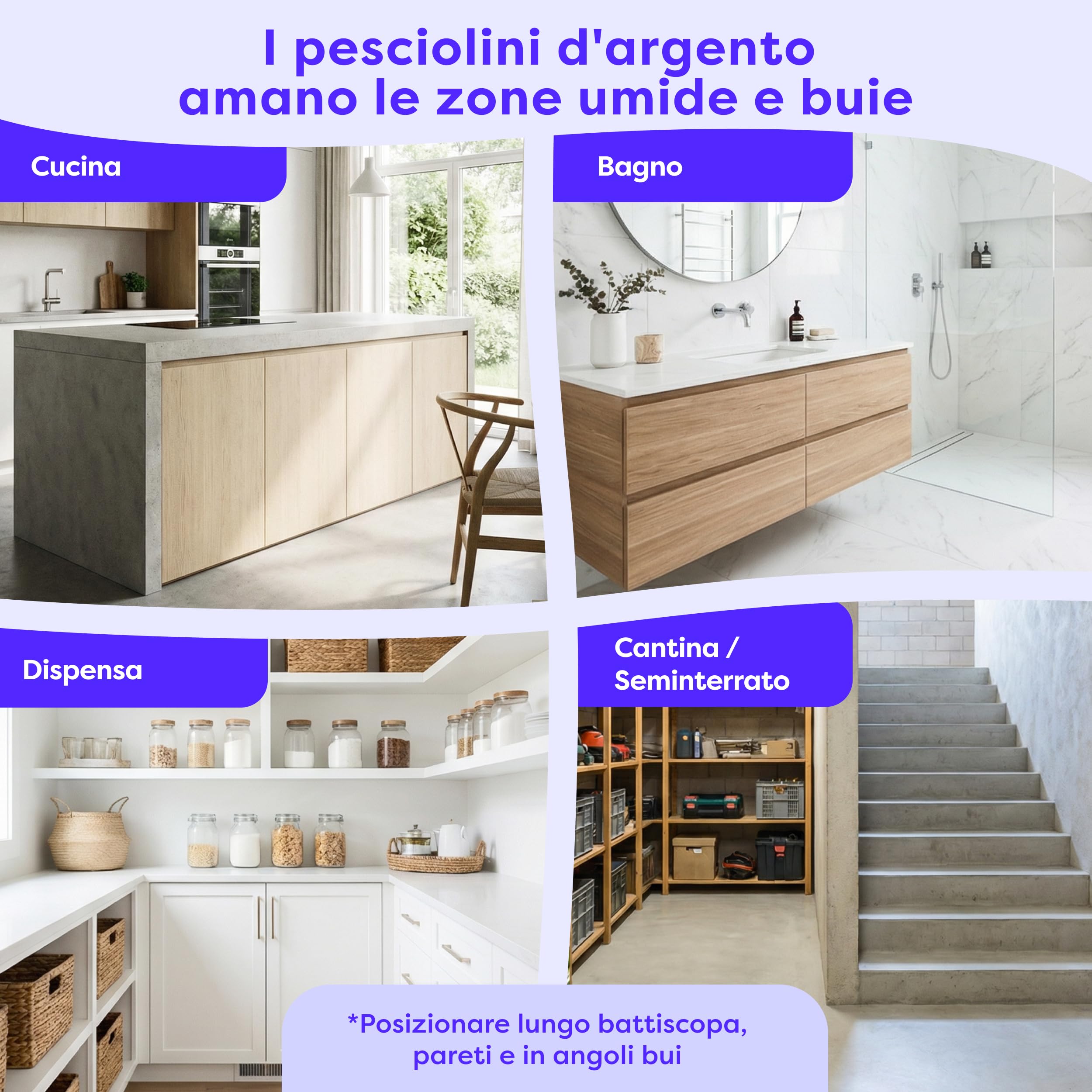 Wolkenfeld Trappola Pesciolini D'argento – Esca Naturale Adesiva Anti Pesciolini D'argento – Monitoraggio Casa e Bagno – 100% Senza Spray né Biocidi – Prodotto in Germania – 12 Fogli Adesivi