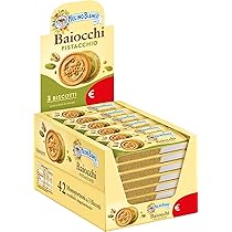 Mulino Bianco Biscotti Baiocchi al Pistacchio, Biscotti con Pistacchio e Pastafrolla Ideali per Colazione o Merenda, Senza Olio di Palma, Confezione da 42 Monoporzioni da 28g