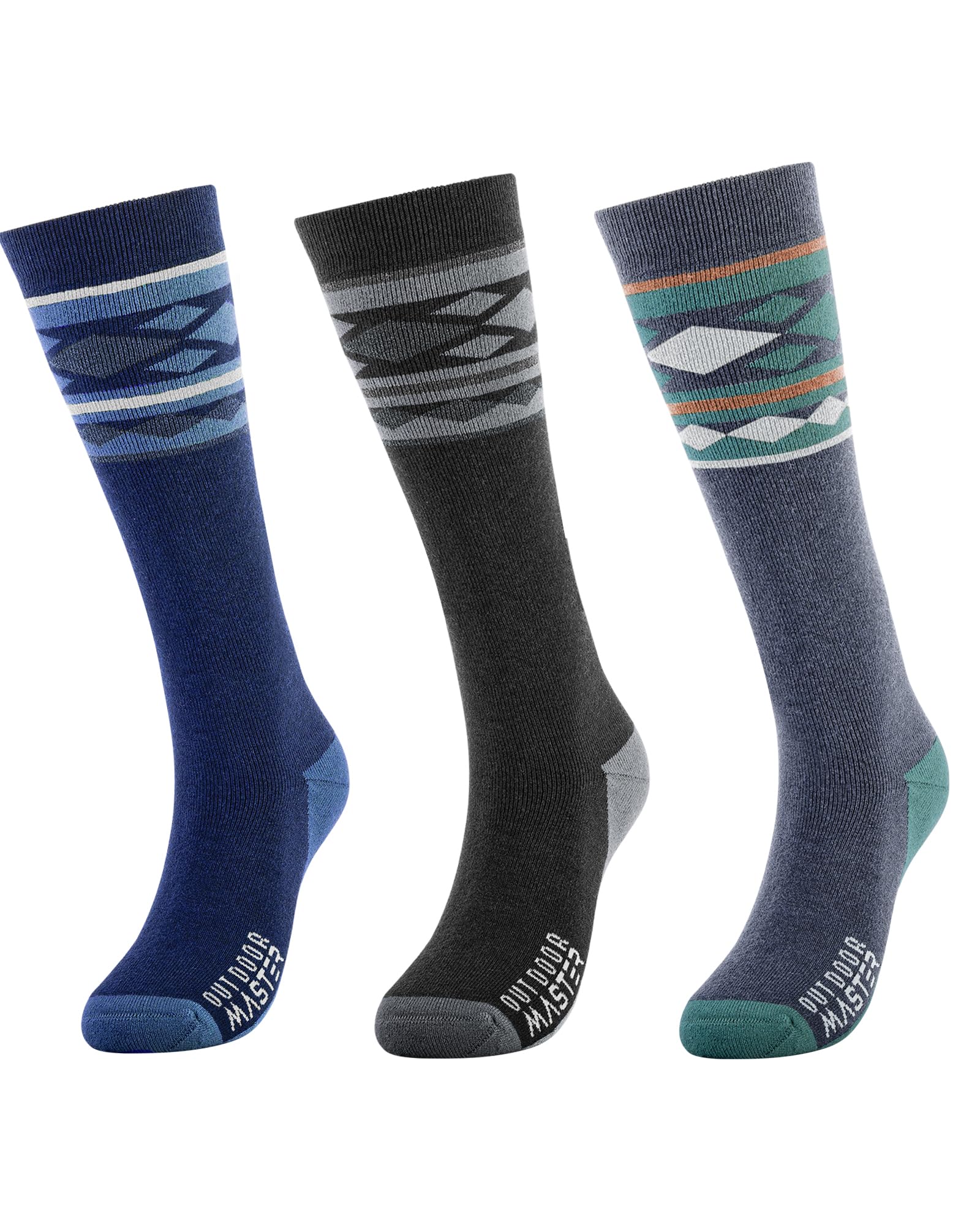 Calze Sci Lana Merino OutdoorMaster - 2 Paia Unisex Termiche Traspiranti, Polpaccio Alto Antiscivolo - Foto 11