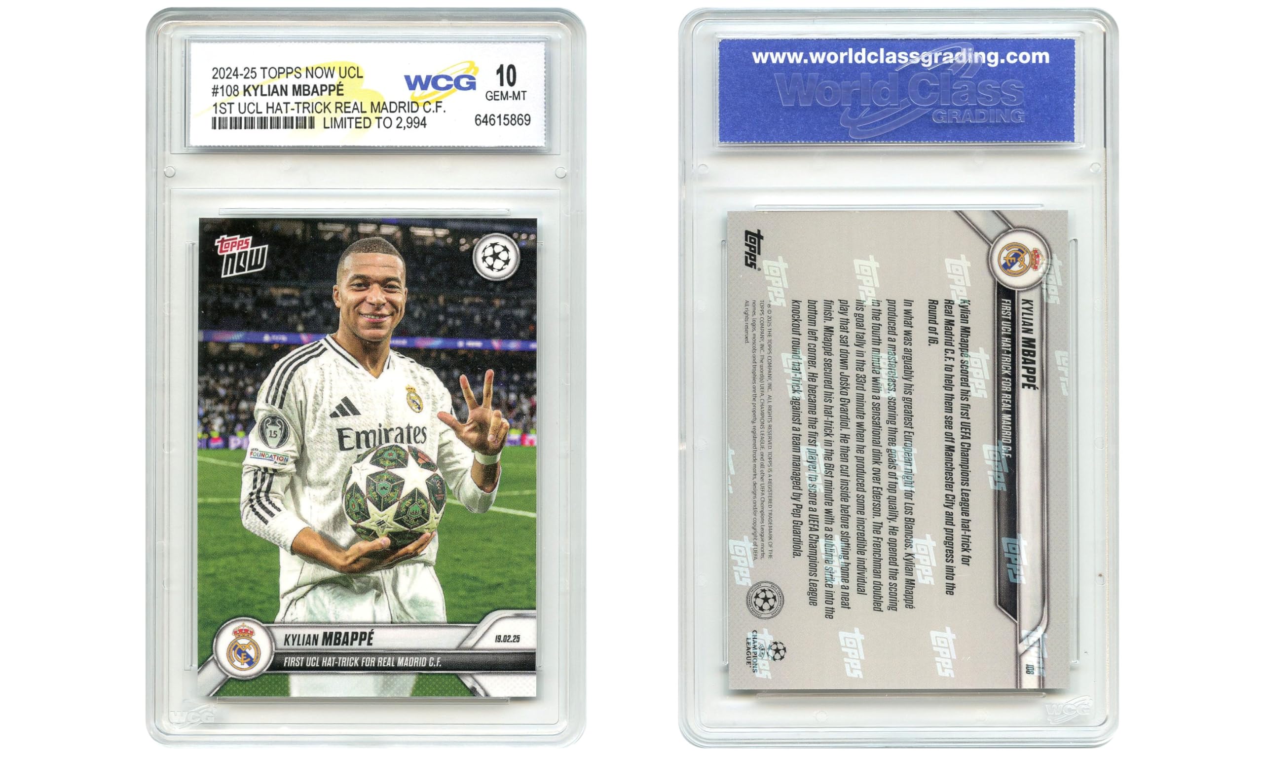 Amazon.com: 2024-25 Topps UCL KYLIAN MBAPPE 1st Hat Trick Real