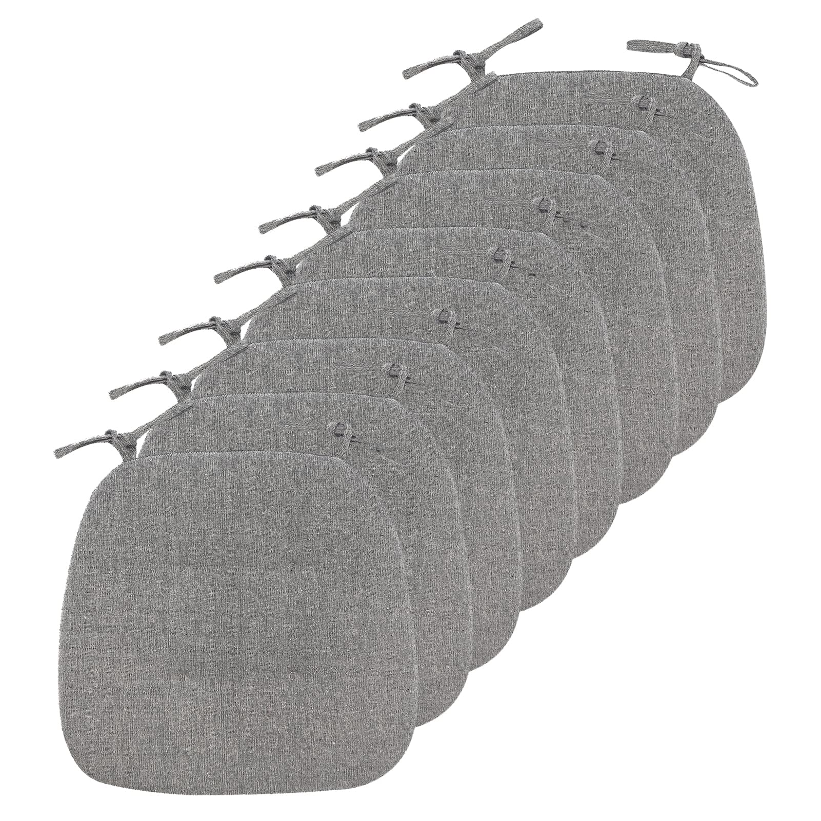 Cojines de silla trapezoidales KitchenCushs negros de 43x41 cm con lazos pack de 8