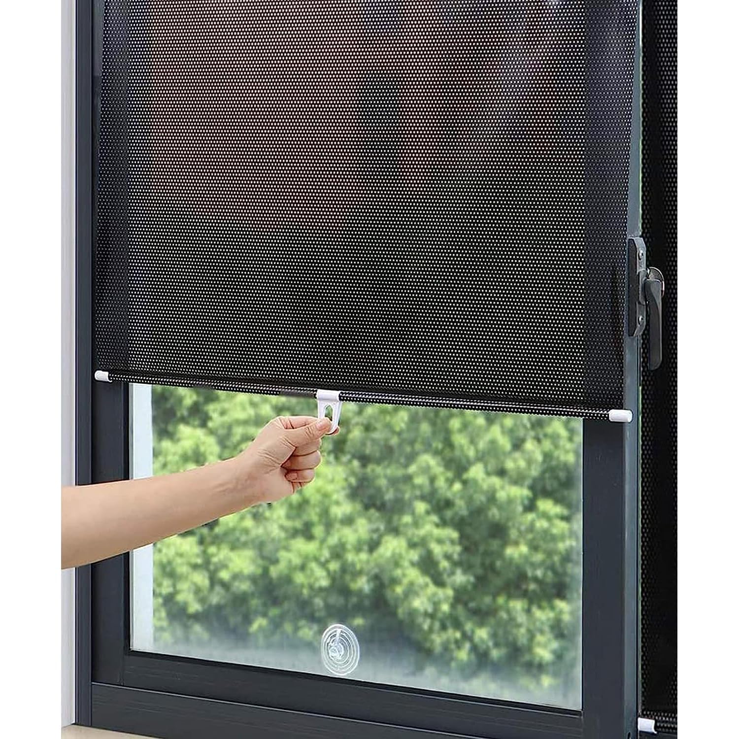 X spring Blackout Blind Shades, Portable Window Cover Curtain with 3 Suction Cups, Blackout Curtains for Bedroom, Home Use Window Sun Block Bathroom Heat Insulation Blackout Roller Blinds, 58x125cm