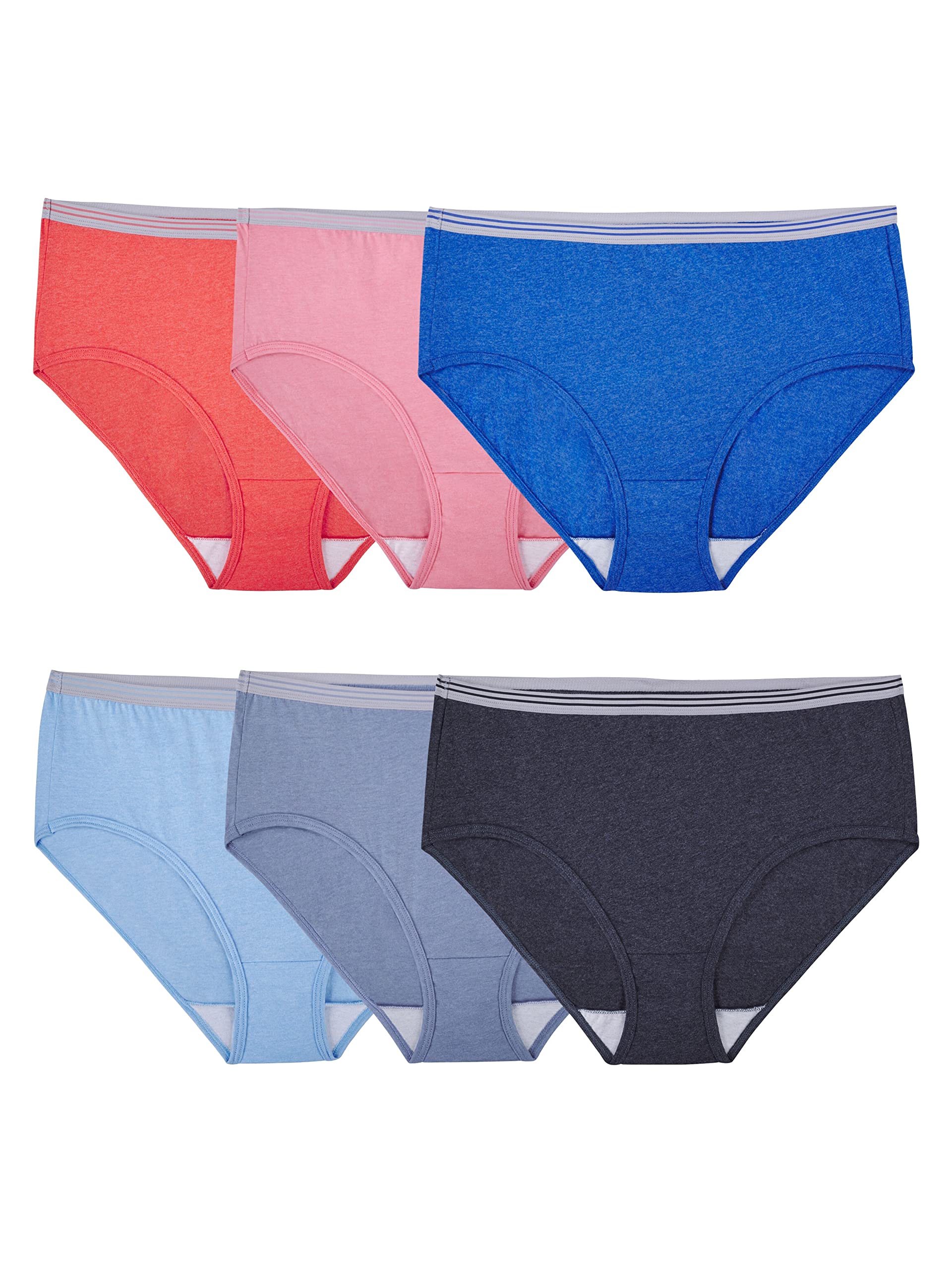 Fruit of the Loom Women's 6 Pack Heather Low-Rise Brief Panties - Multi - XL