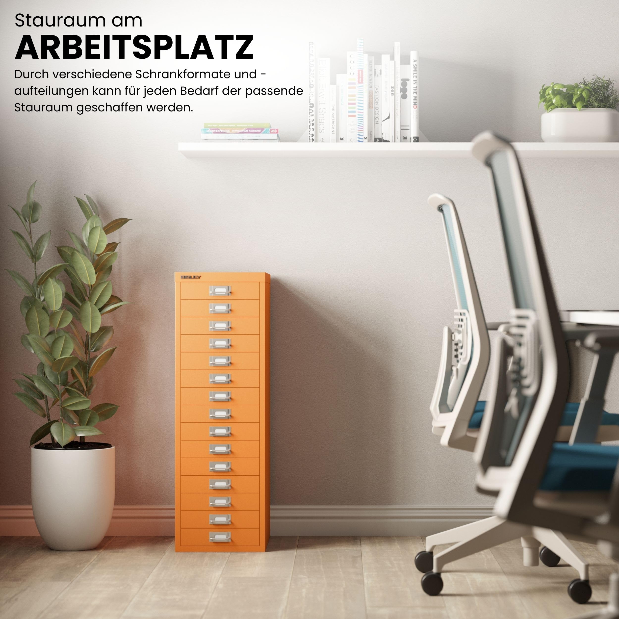 Bisley Multidrawer Schubladenschrank aus Metall mit 15 Schubladen DIN A4 ohne Sockel - Farbe: Grün