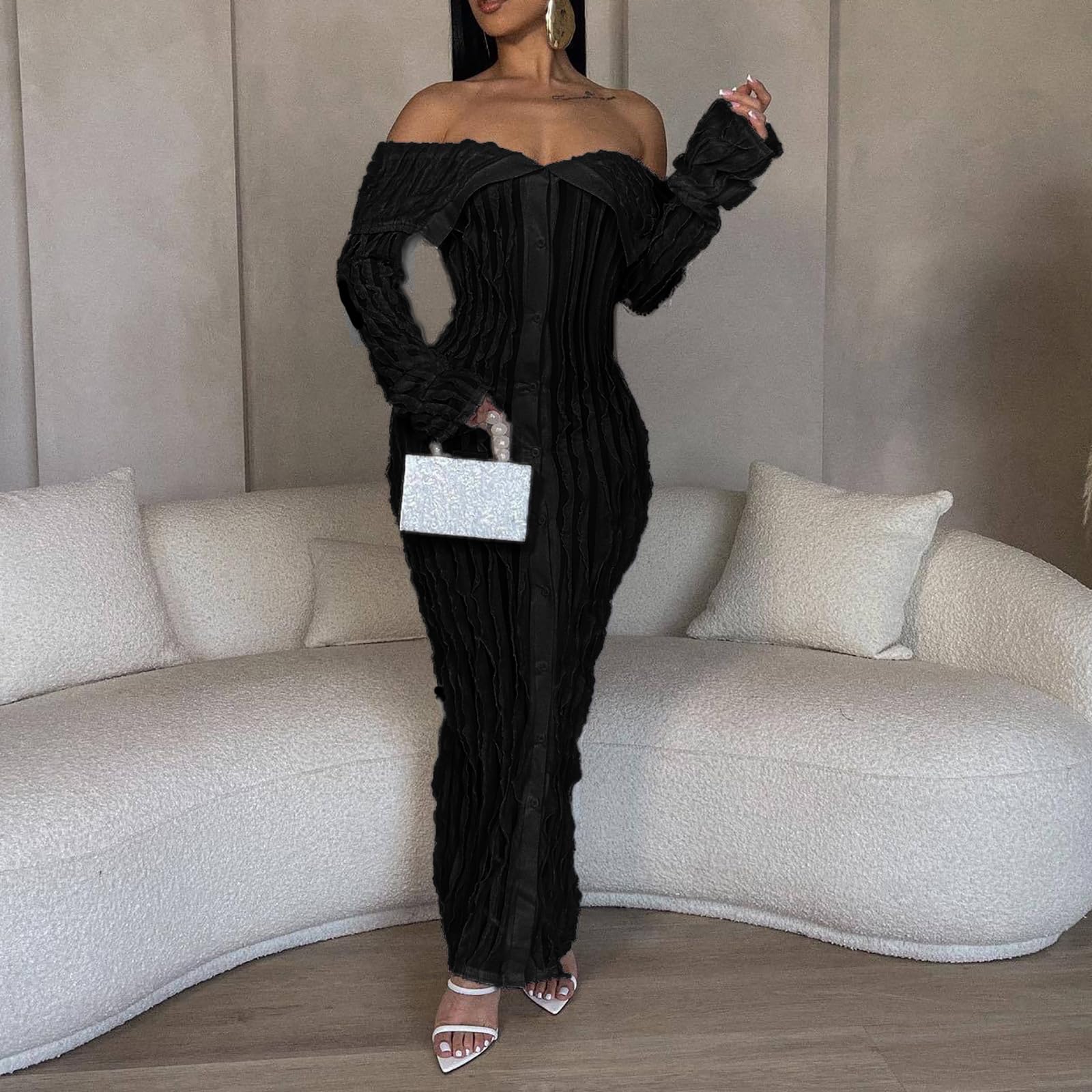 CFWSHJ Jednoczęściowe kombinezony dla kobiet z długim rękawem seksowne zapinane na zamek prążkowane Bodycon Casual spodnie Unitard pajacyki stroje Clubwear