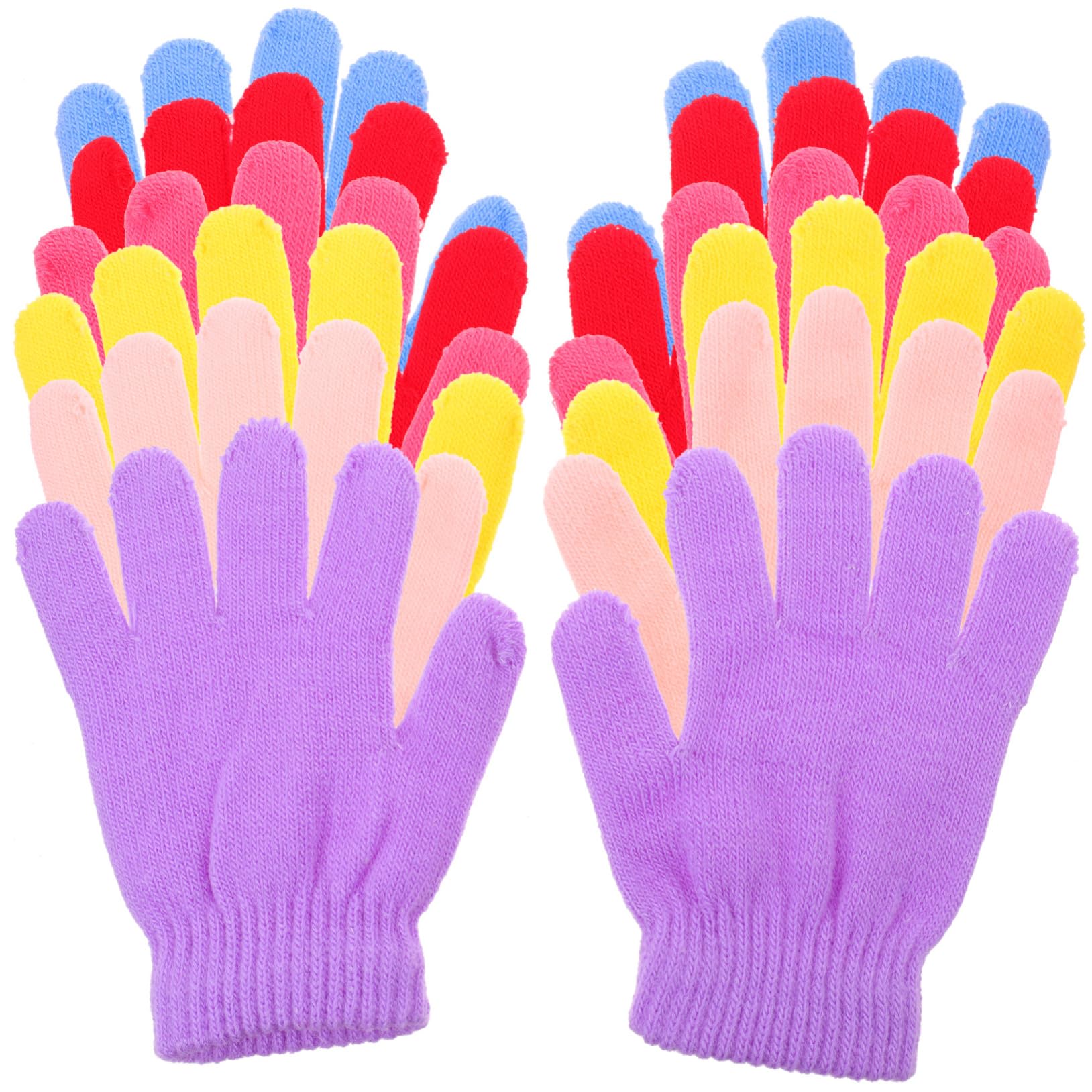 FOMIYES 6 Pack Boys and Girls Gloves Thickened Winter Mittens Non-skid Soft Fleece Great for Christmas New Year Birthday