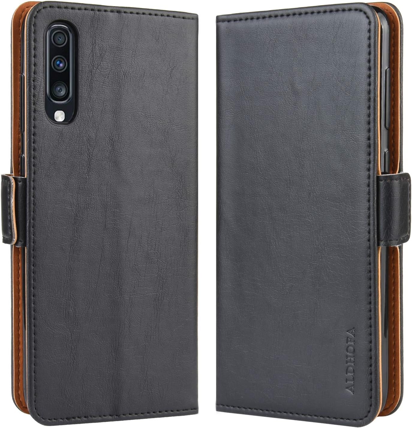 ALDHOFA Case for Samsung Galaxy A70, Leather Wallet Flip Case Cover with Card Holders for Samsung Galaxy A70 - Black