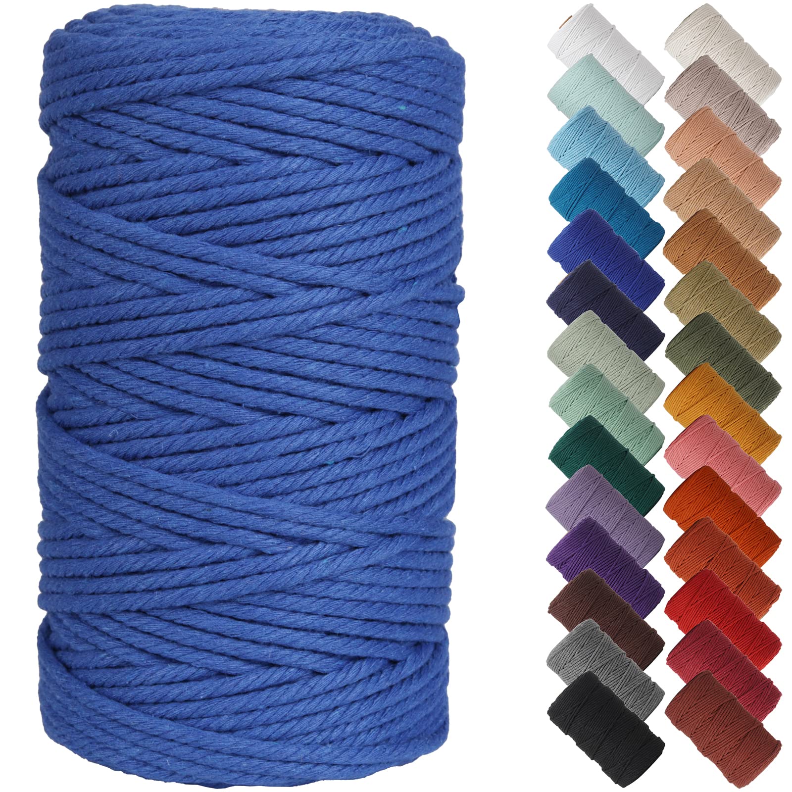 NOANTA Royal Blue Macrame Cord 4mm x 109yards, Colored Macrame Rope, Cotton Cord Macrame Yarn, Colorful Cotton Craft Cord for Wall Hanging, Plant Hangers, Crafts, Knitting