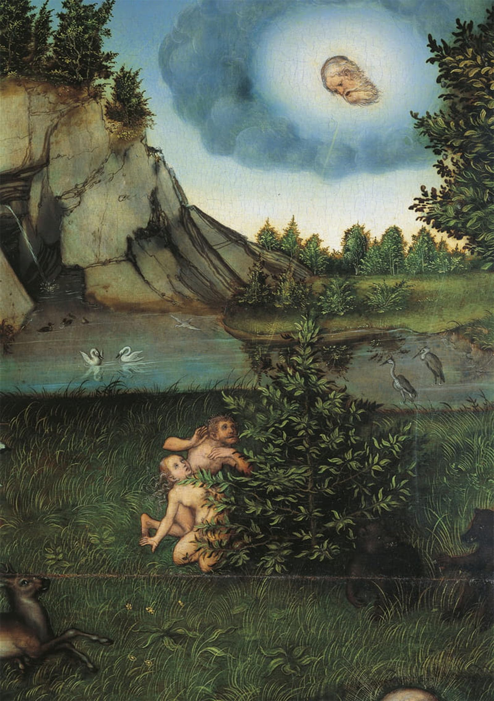 RZHRHJES Retro Picture Portrait Oil Painting Modern Wall Artwork Detail of Paradise by Lucas the Elder Cranach Canvas Poster for Home Decor 60x90cm
