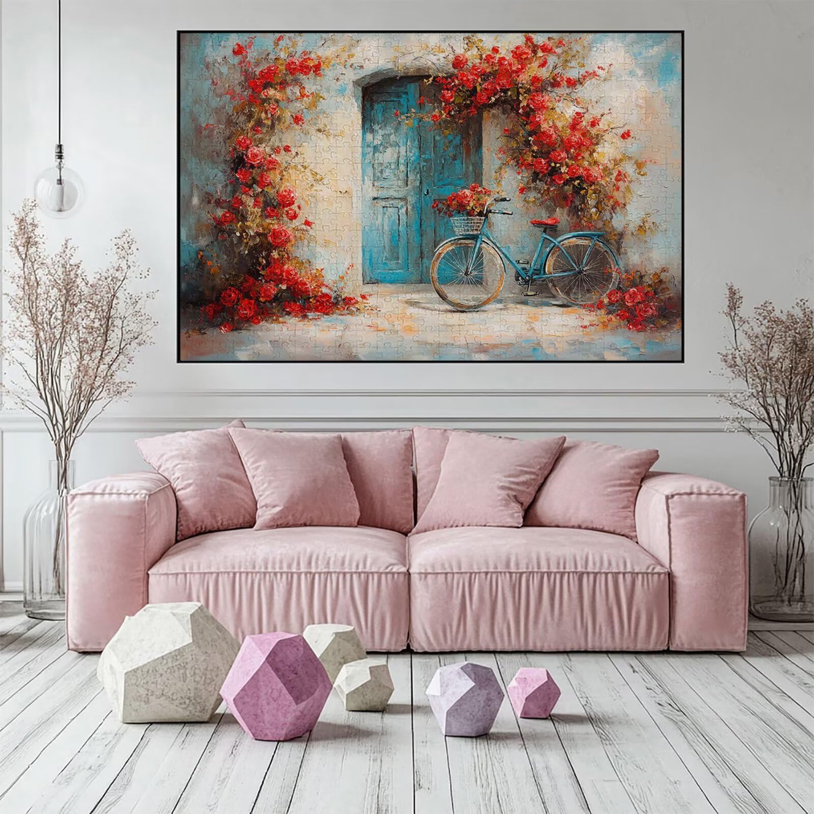 Puzzle 3000 elementów puzzle rowerowe dla dorosłych różowe 122 x 81 cm Unikalne rzemiosło klasyczne 3D drewniana układanka do rodzinnych gier aktywnych, układanka do samodzielnego wykonania nawet do