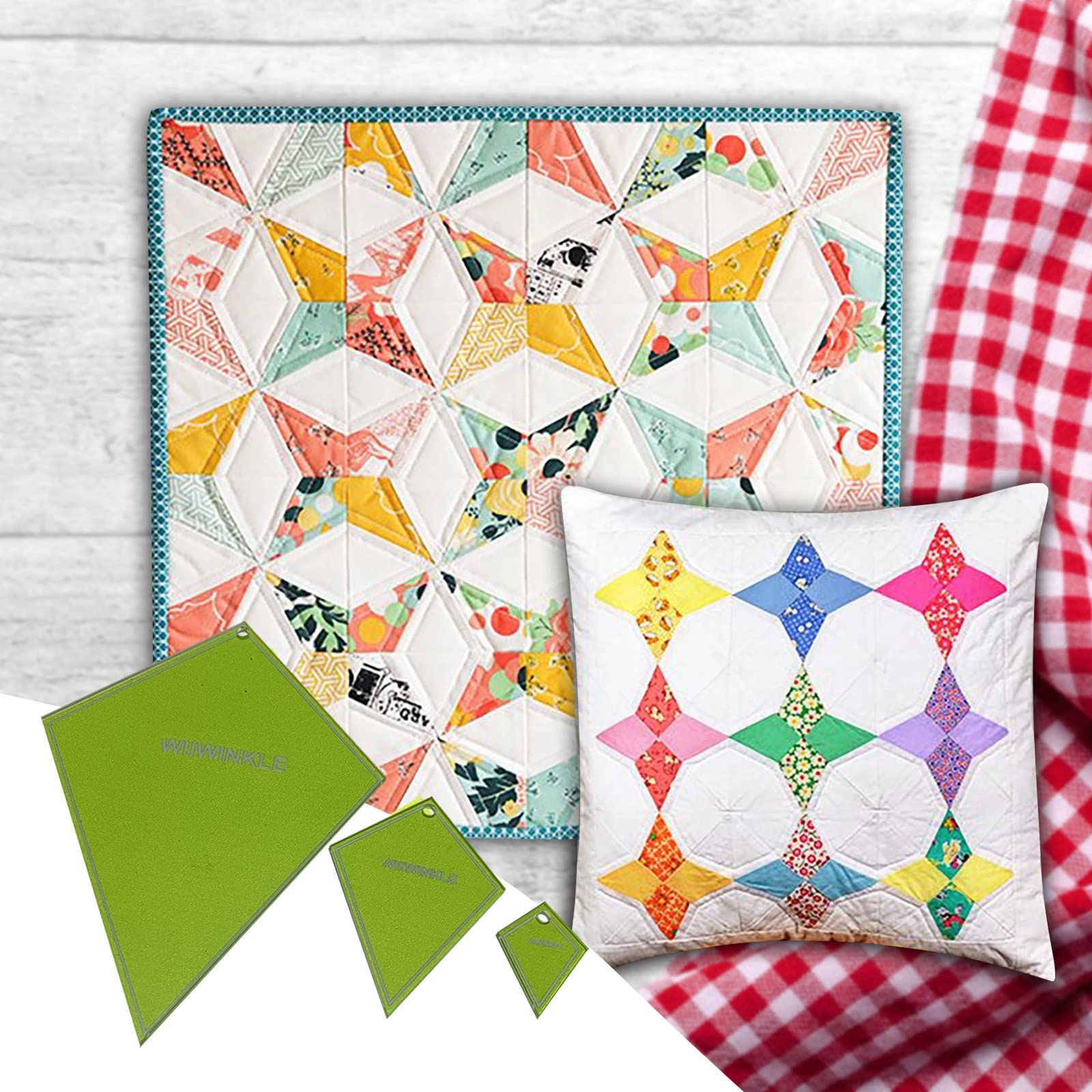 3X Periwinkle Plates Quilting Templates Patchwork Sewing Cutting Craft Ruler Acrylic Pattern for Student