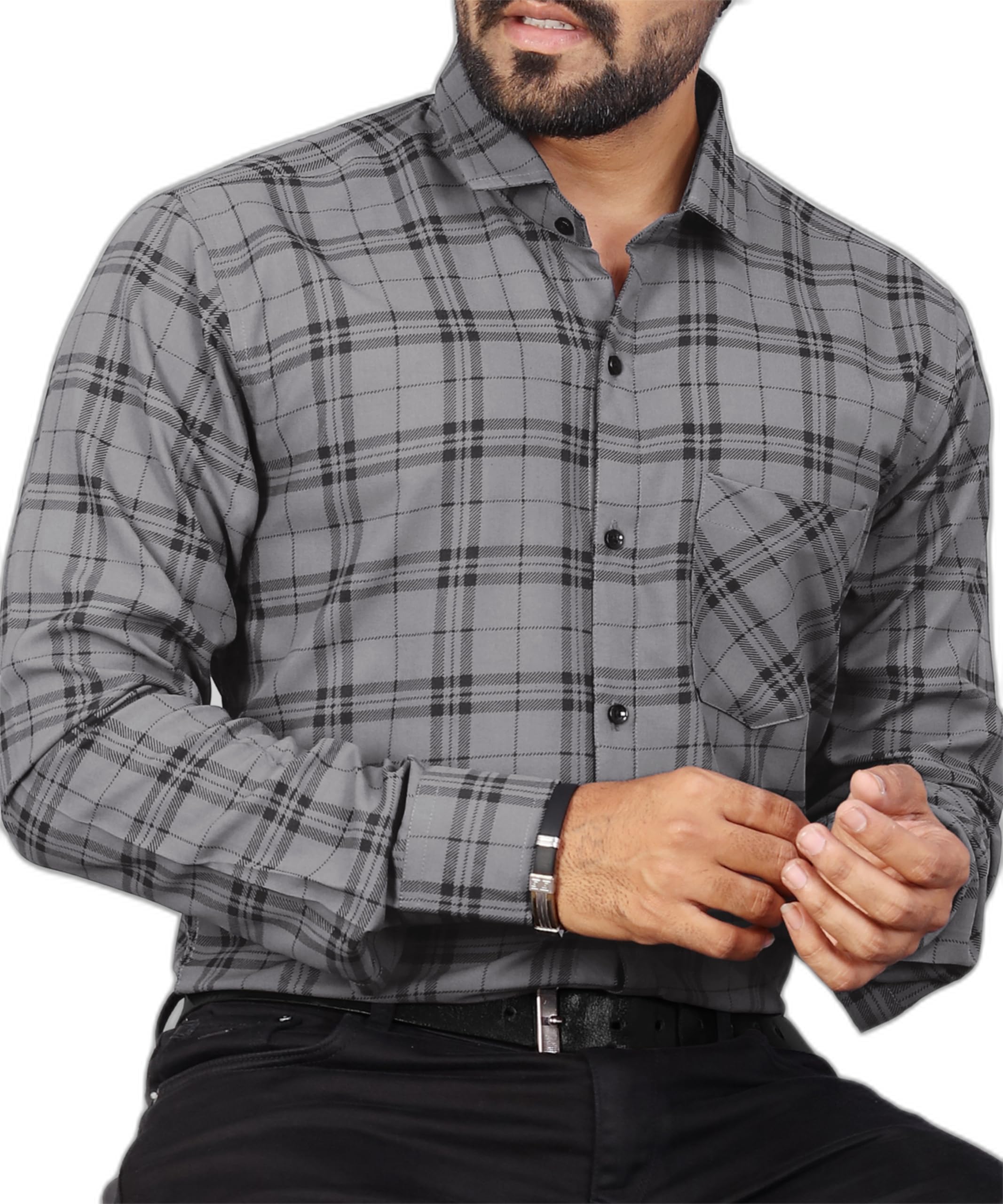Men Checkered Casual Grey Shirt (PK19SH1095G_Formal-LPT)-picture-45