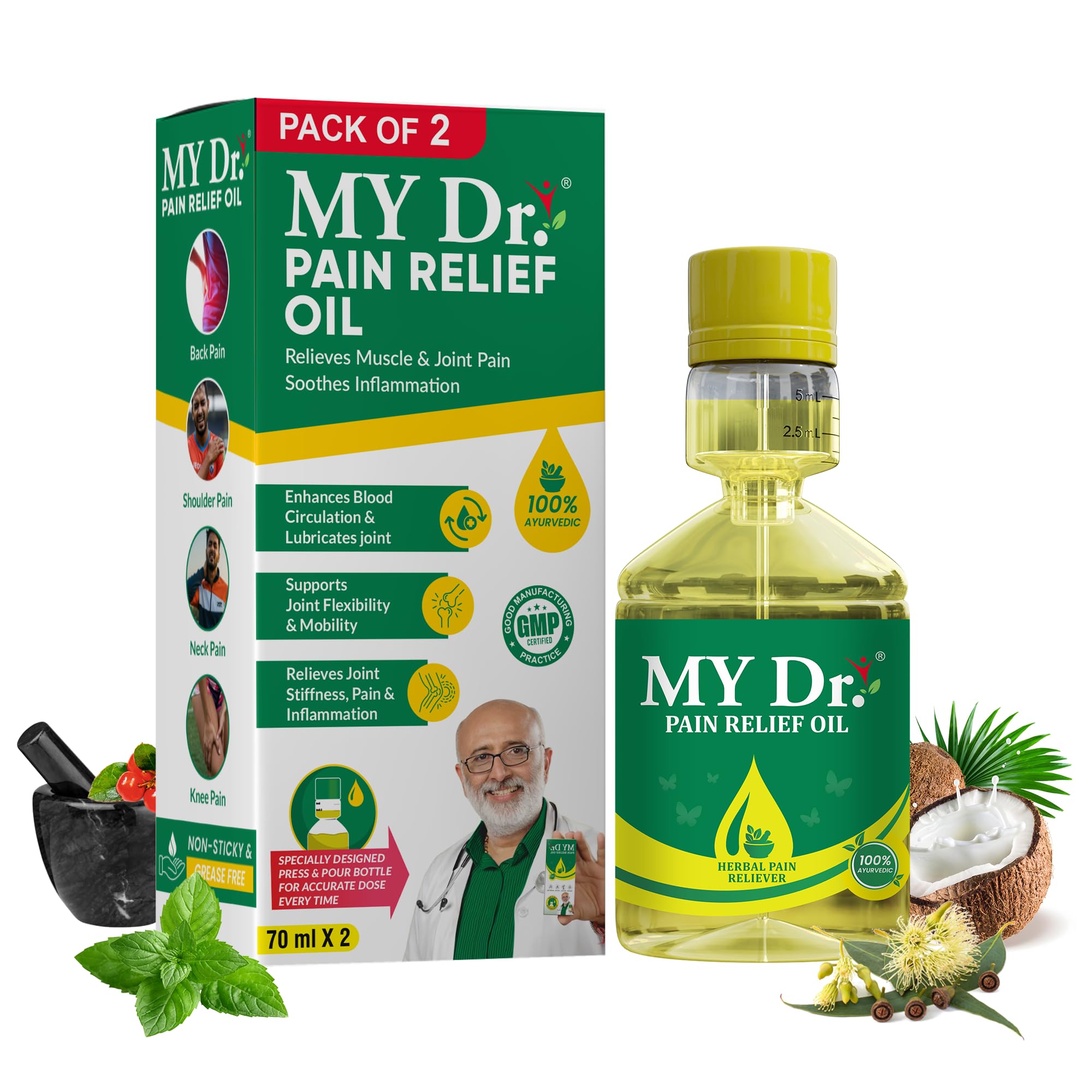My Dr.® Pain Relief Oil – Ayurvedic Oil for Joint, Knee, Back, Neck, Shoulder, Ankle, Elbow, hip & Muscle Pain | Fast & Long-Lasting Relief from Arthritis, Sciatica, Stiffness & Chronic Pain |