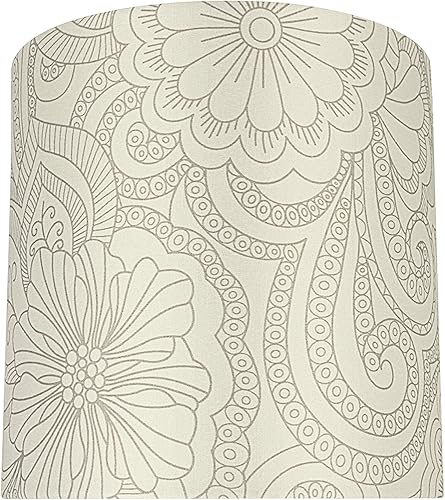Miniatura 3 de Aspen Creative 58305, pantalla Drum Uno, patrón floral crema, 8 pulgadas superior x 8 pulgadas inferior x 8 pulgadas de alto, deslizamiento UNO