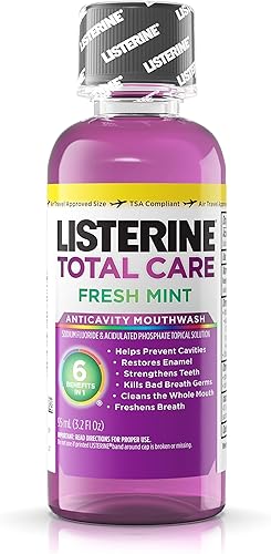 Listerine Total Care - Enjuague bucal anticaries menta fresca 32 onzas paquete de 24