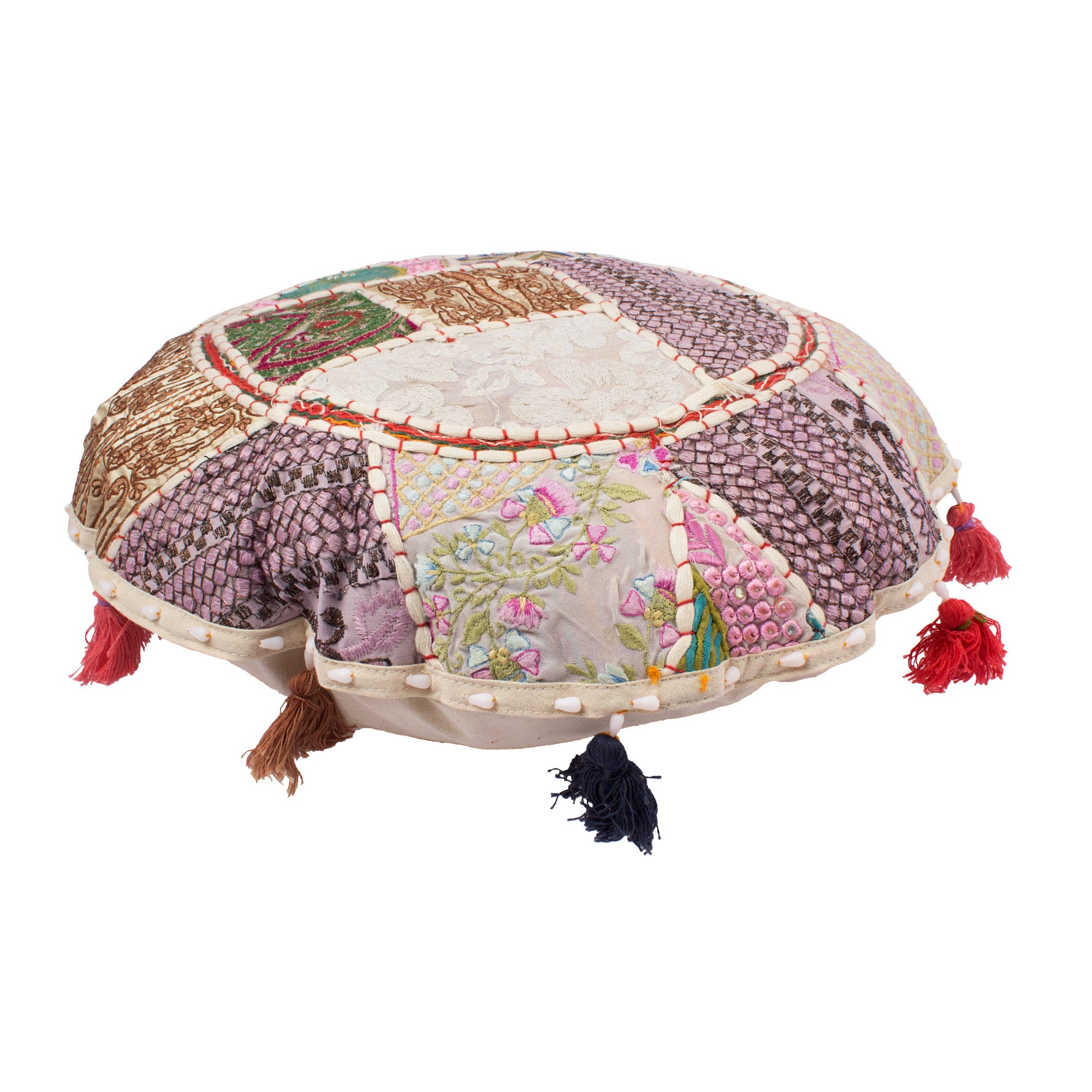 Maniona Crafts32" Round Parrot Green Patchwork Decorative Floor Cushion Seating Pillow Living Room Décor Cover Bohemian