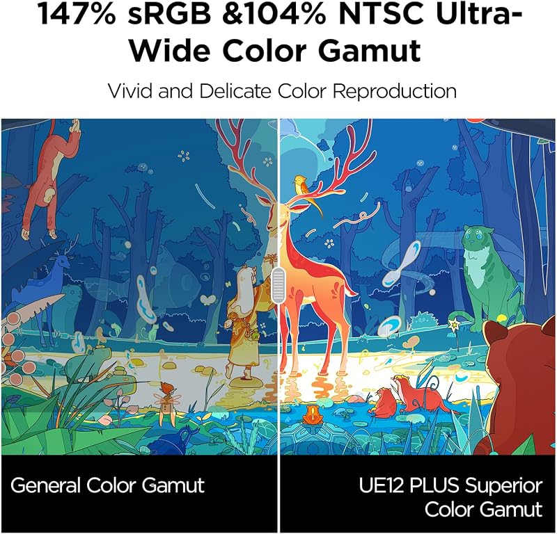 UGEE UE12 Plus 11,9" Grafikus Tablet Kijelzővel - 147% sRGB Színtér, Akkumentes Toll, 8 Gyorsgomb, Windows/Mac/Android Kompatibilis, Fekete