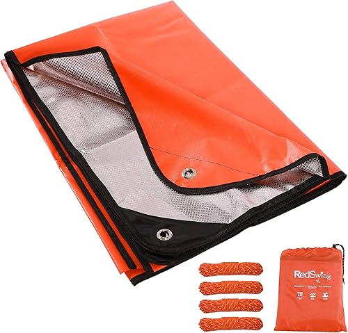 Miniatura 10 de RedSwing Manta de supervivencia resistente, lona térmica de emergencia impermeable, manta reflectante multiusos aislada para todo tipo de clima,