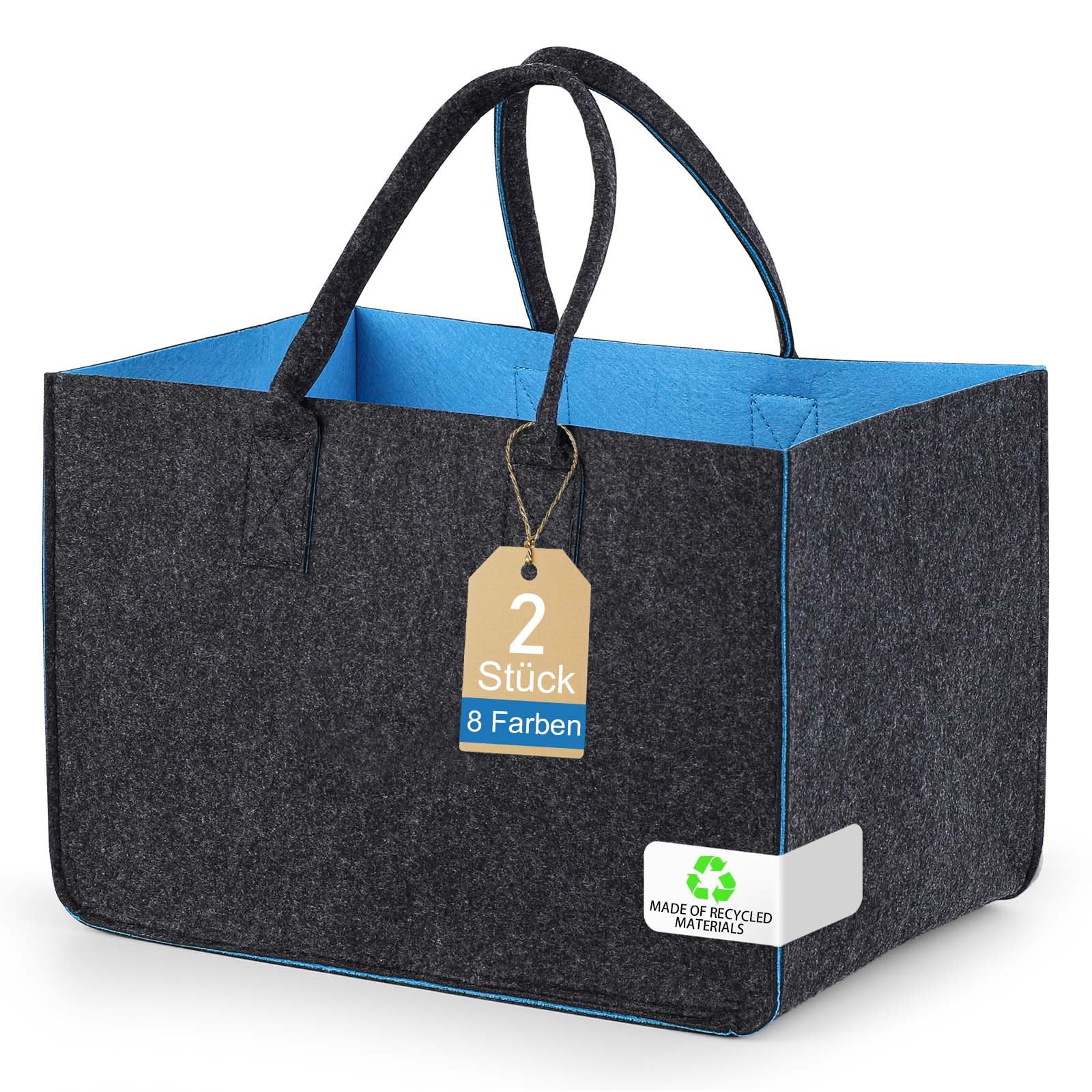 Sinand 30L Einkaufskorb, Einkaufstasche mit Henkel, Robust/Gut Verarbeitet/Faltbar Die Filztasche Storage für Outdoor Trips, Picknick, Einkaufen Außen (Hellgrau - Rosérot)