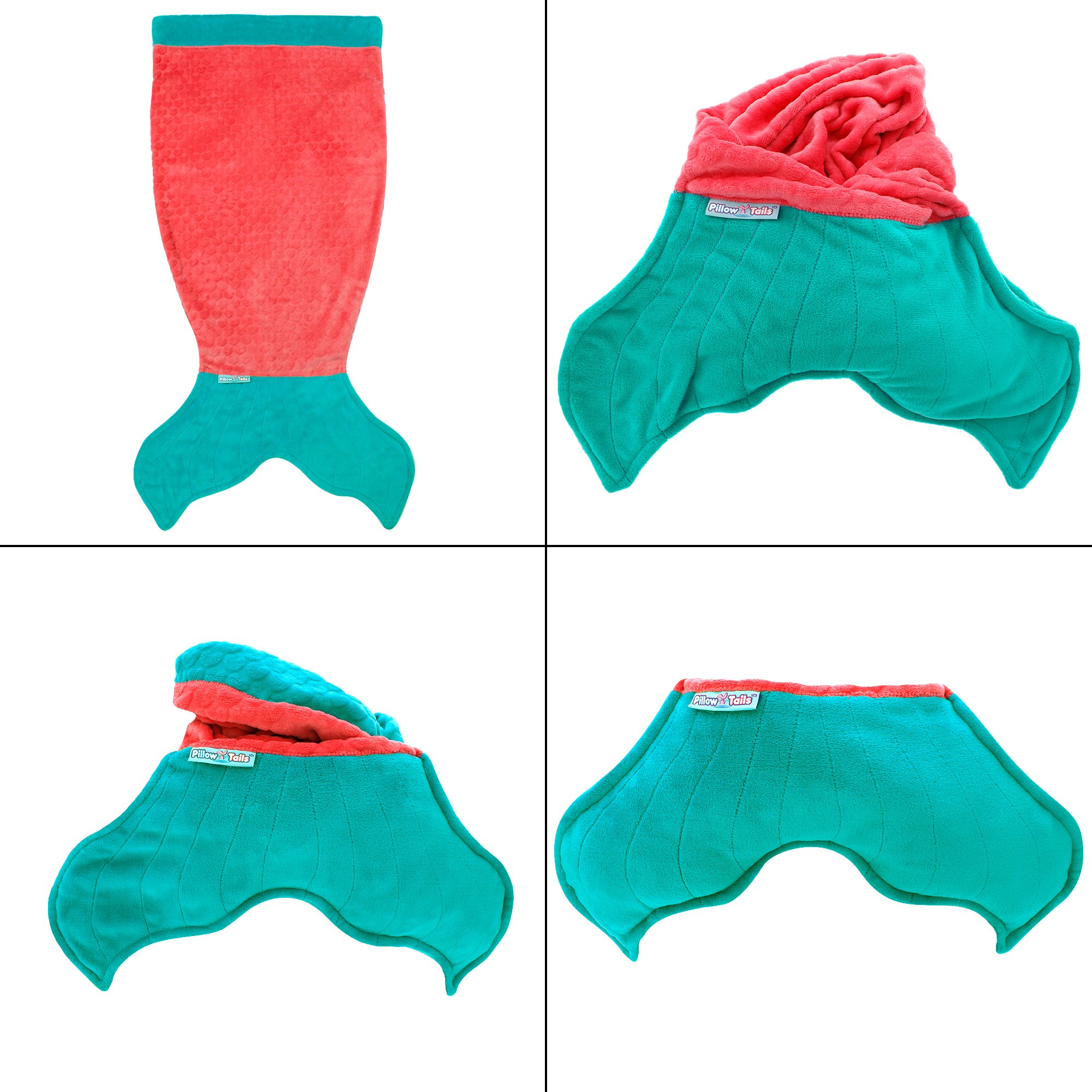 Pillow Tails Kids Convertible Mermaid Tail Blanket - Coral