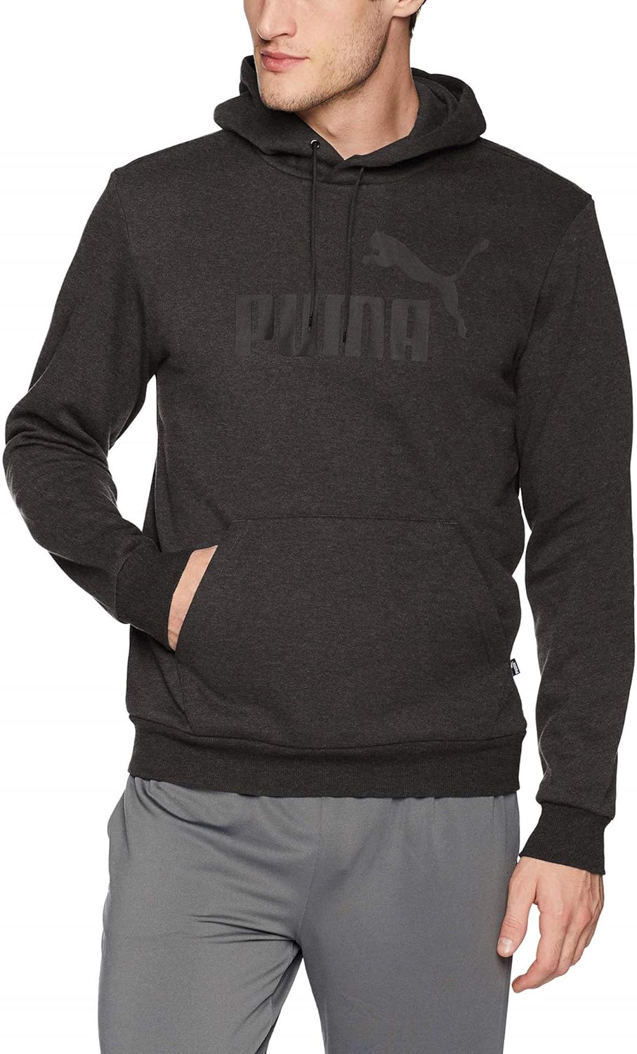 PUMA Men's Essentials Big Logo Fleece Hoodie Small Dark Gray Heather